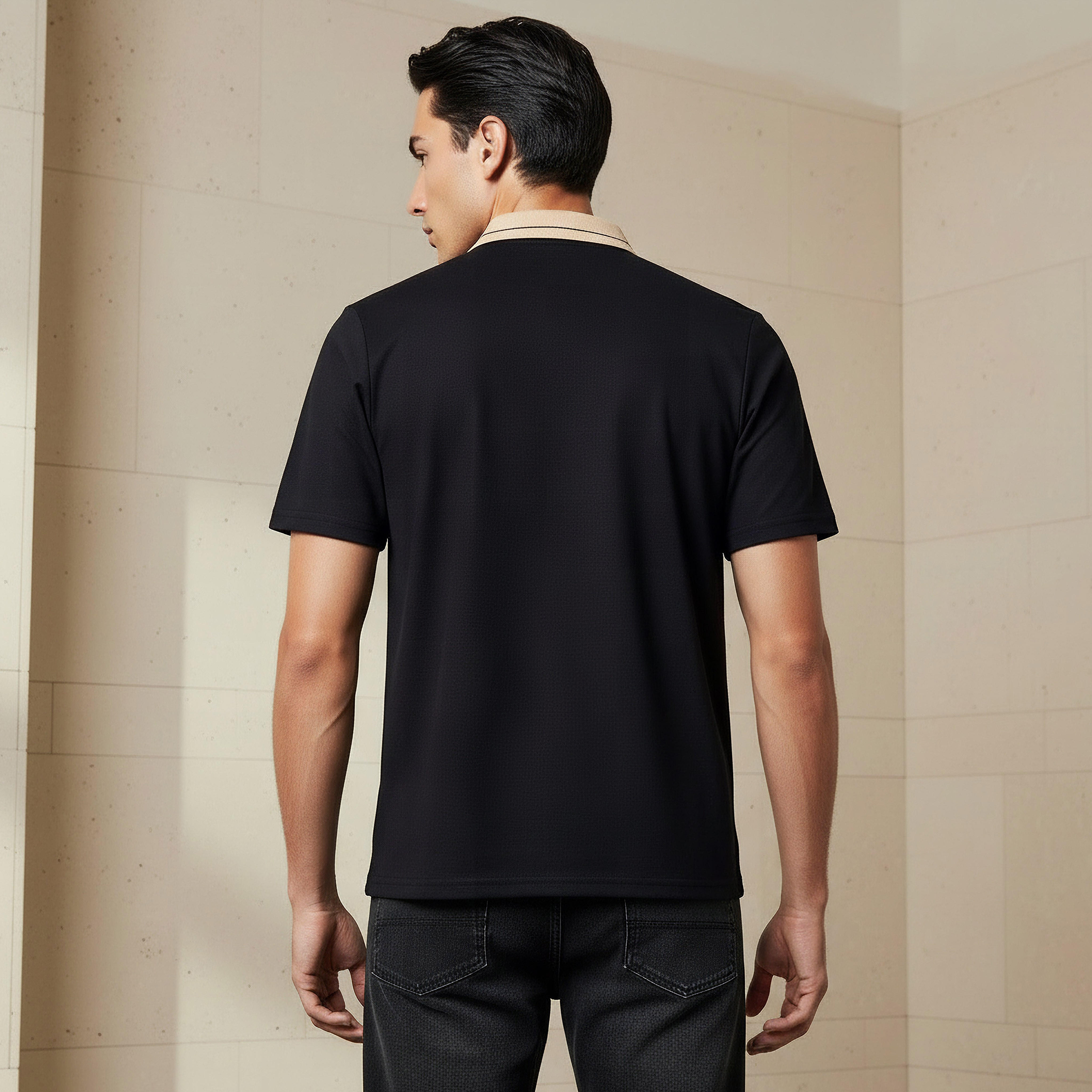 Men Short Sleeves Contrast Collar Pique Polo T-shirt-men-clothing-tshirtsandpolos-polos-image-3