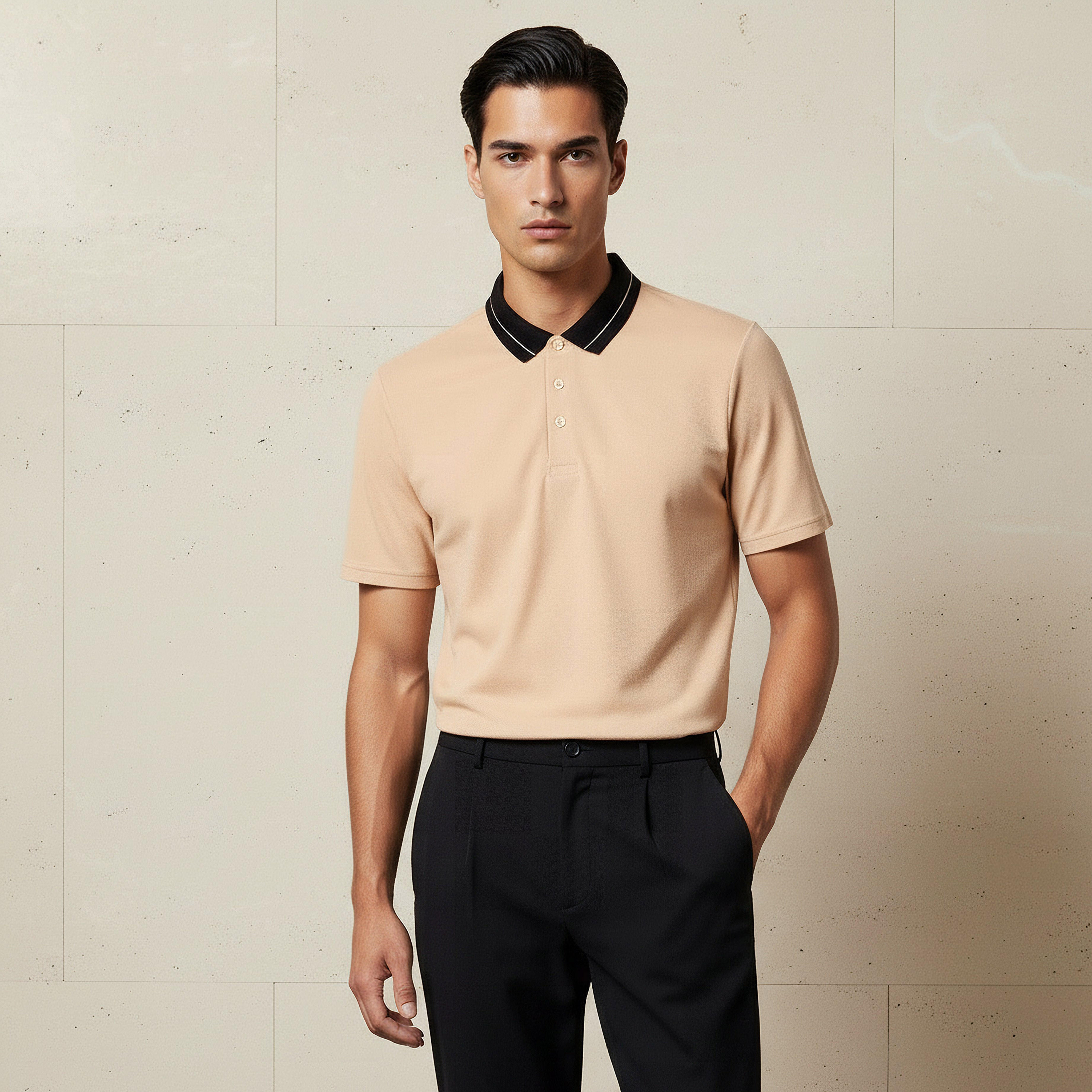Men Short Sleeves Contrast Collar Pique Polo T-shirt-men-clothing-tshirtsandpolos-polos-image-1