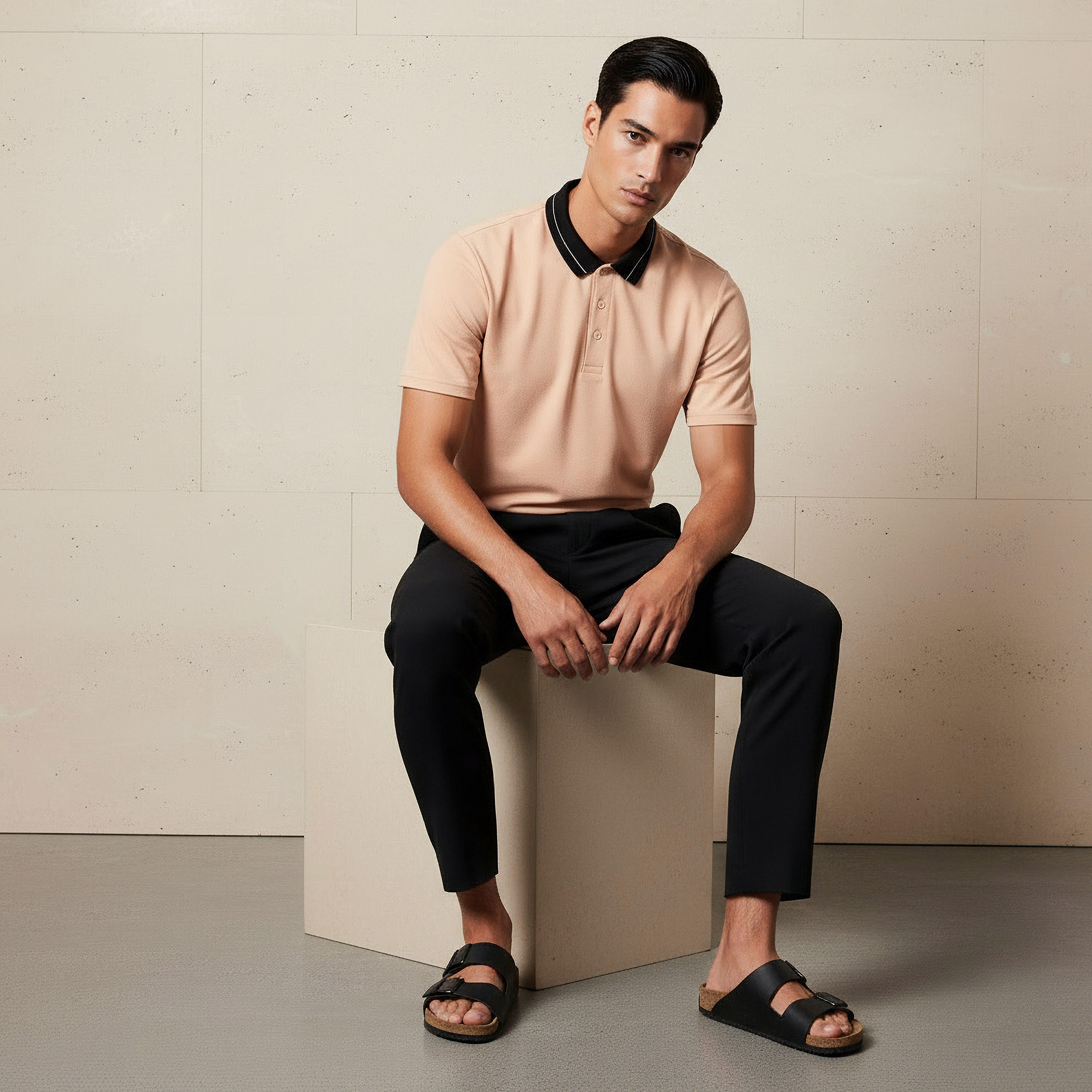 Men Short Sleeves Contrast Collar Pique Polo T-shirt-men-clothing-tshirtsandpolos-polos-image-2