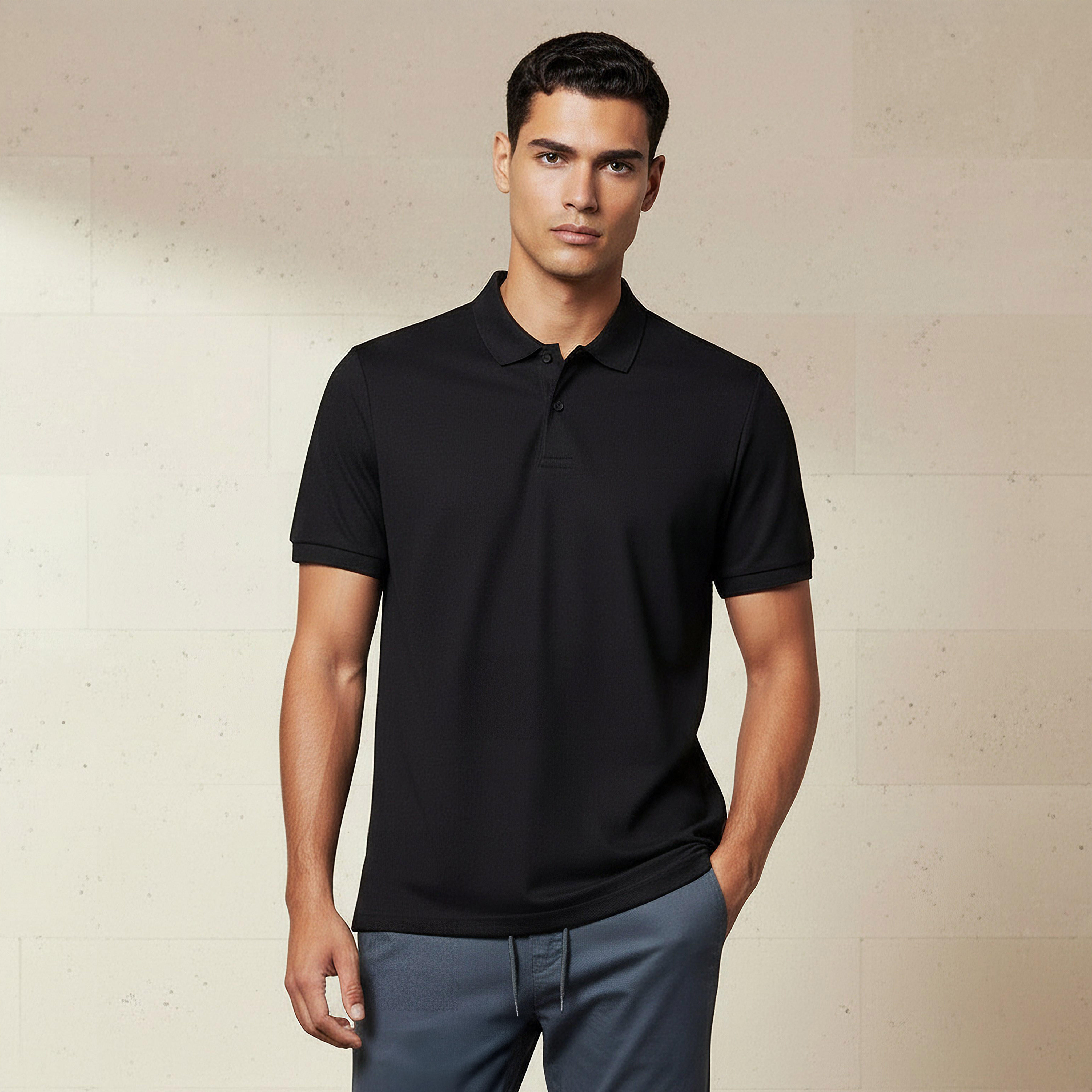 Men Short Sleeves Textured Pique Polo T-shirt-men-clothing-tshirtsandpolos-polos-image-1