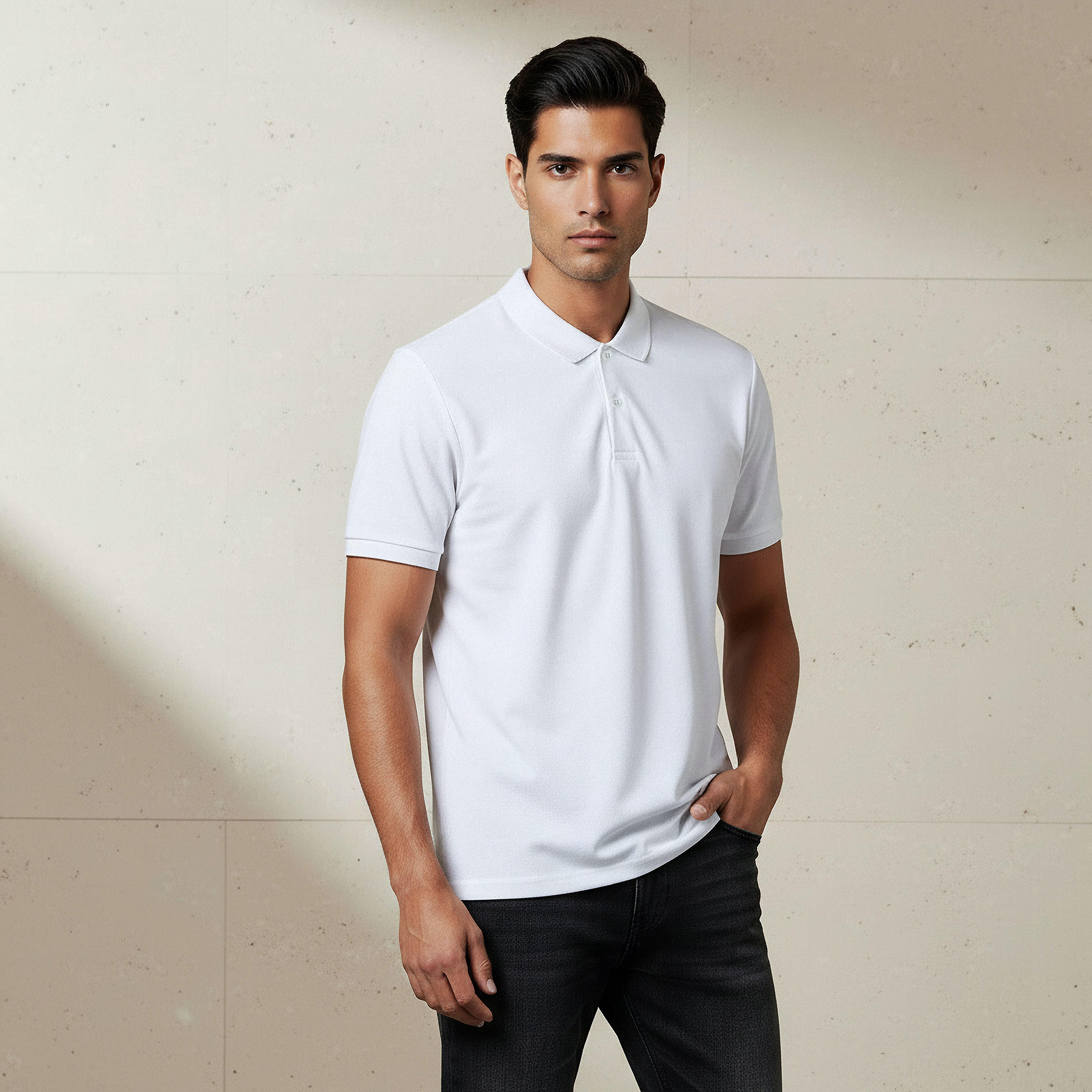 Men Short Sleeves Textured Pique Polo T-shirt-men-clothing-tshirtsandpolos-polos-image-1