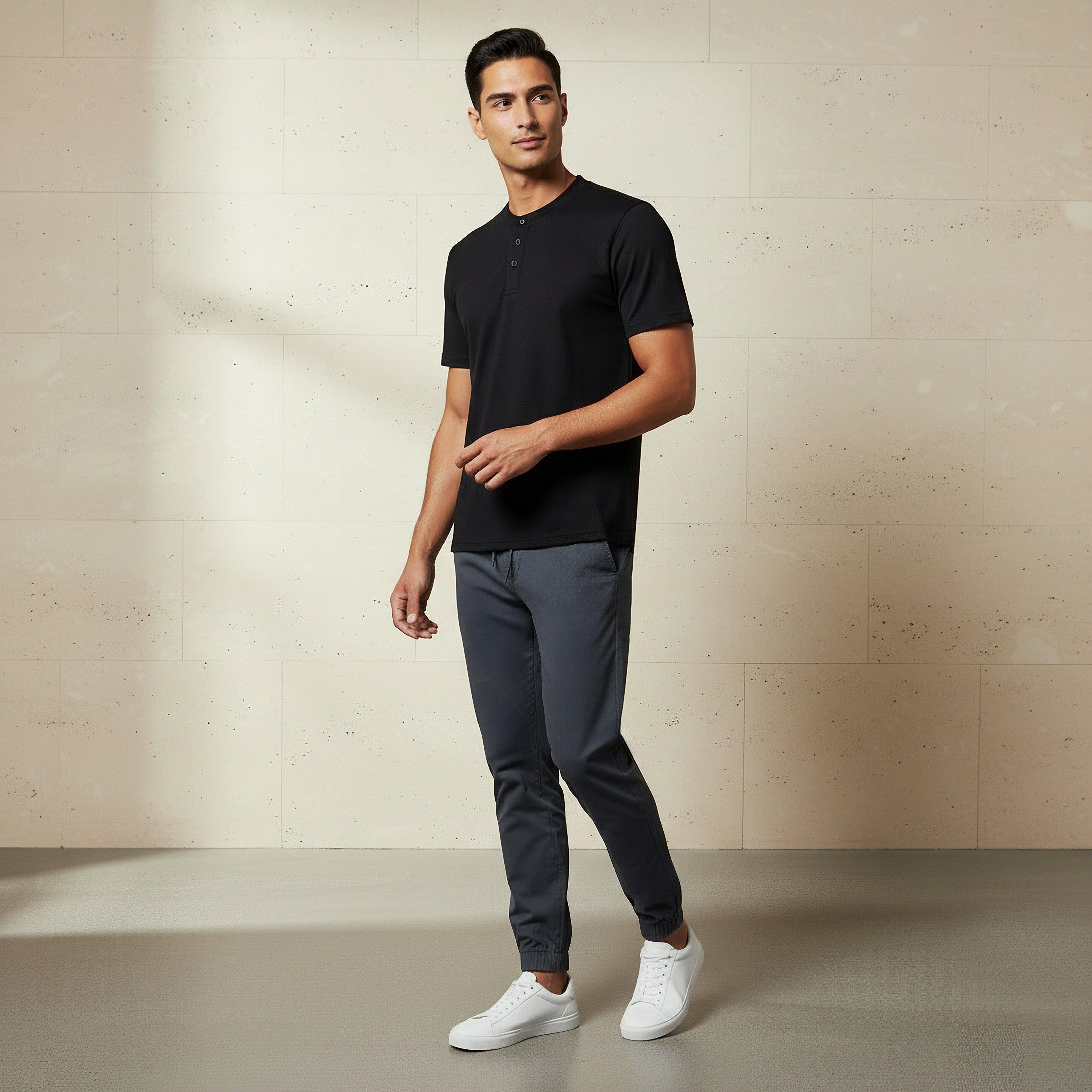 Men Regular Fit Henley Neck Short Sleeves Pique T-shirt-men-clothing-tshirtsandpolos-tshirts-image-2