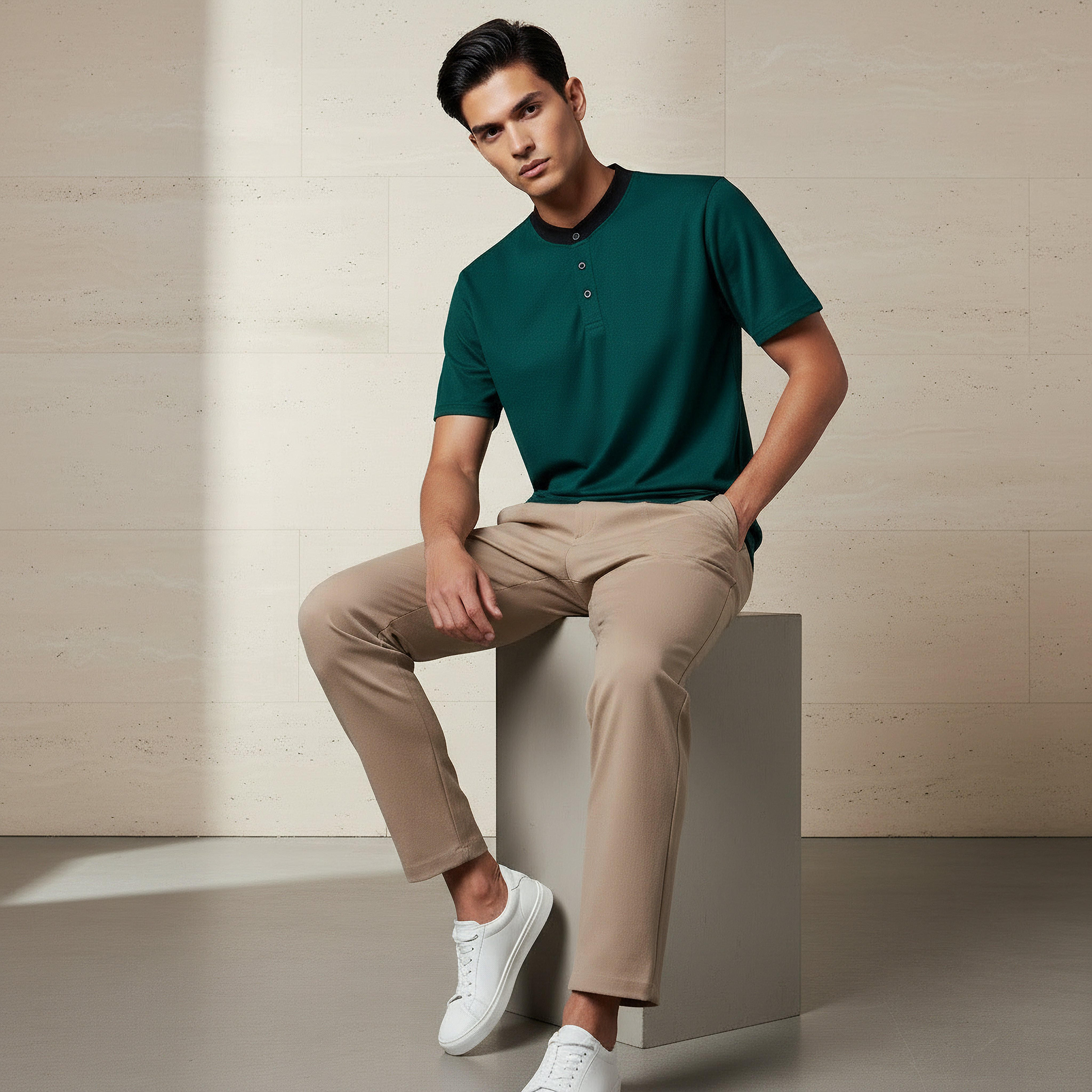 Men Regular Fit Henley Neck Short Sleeves Pique T-shirt-men-clothing-tshirtsandpolos-tshirts-image-2
