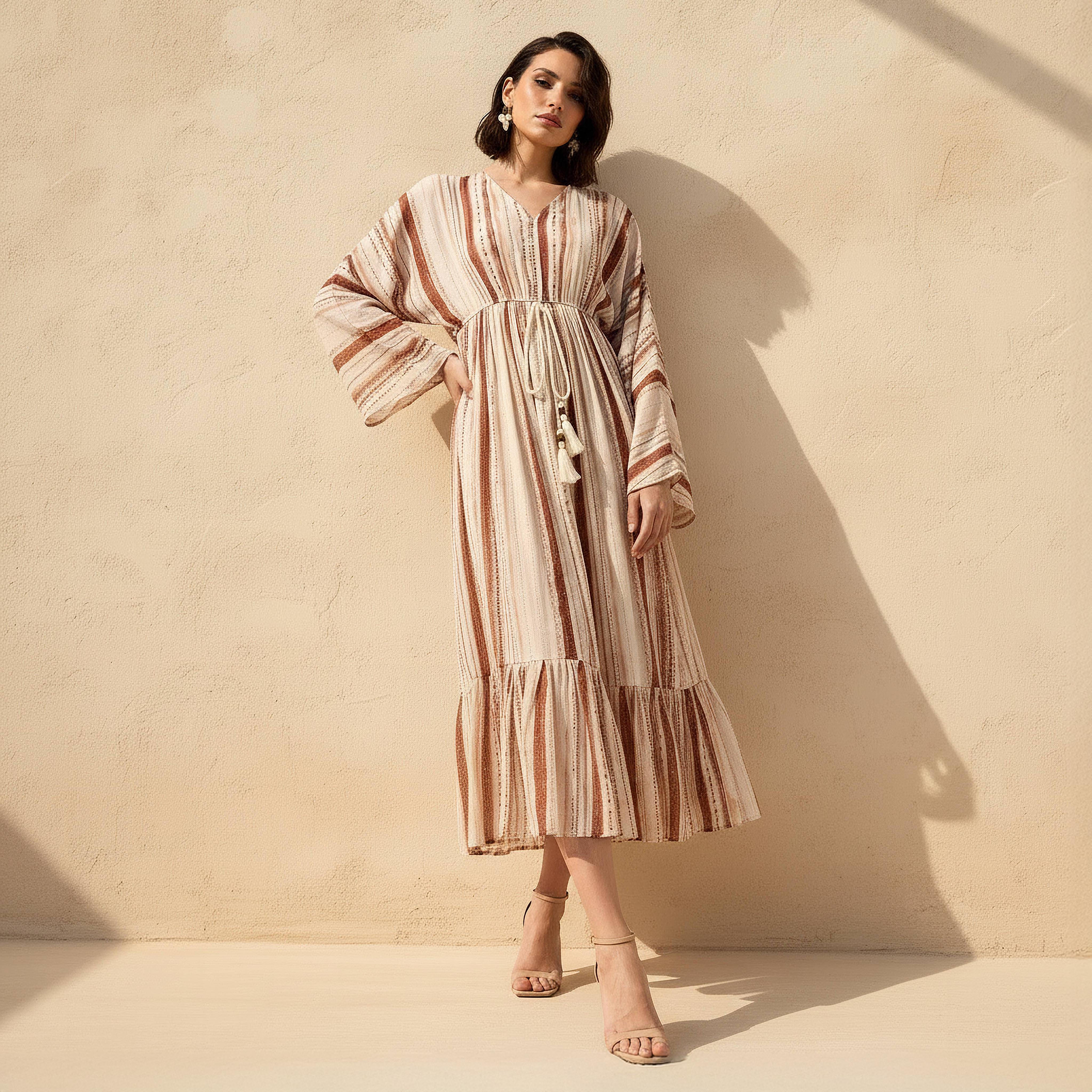Printed Midi Kaftan Dress with Front Tie-Up-PROMO_SP_KSA_7_BUY2FORSAR199_130625-image-1