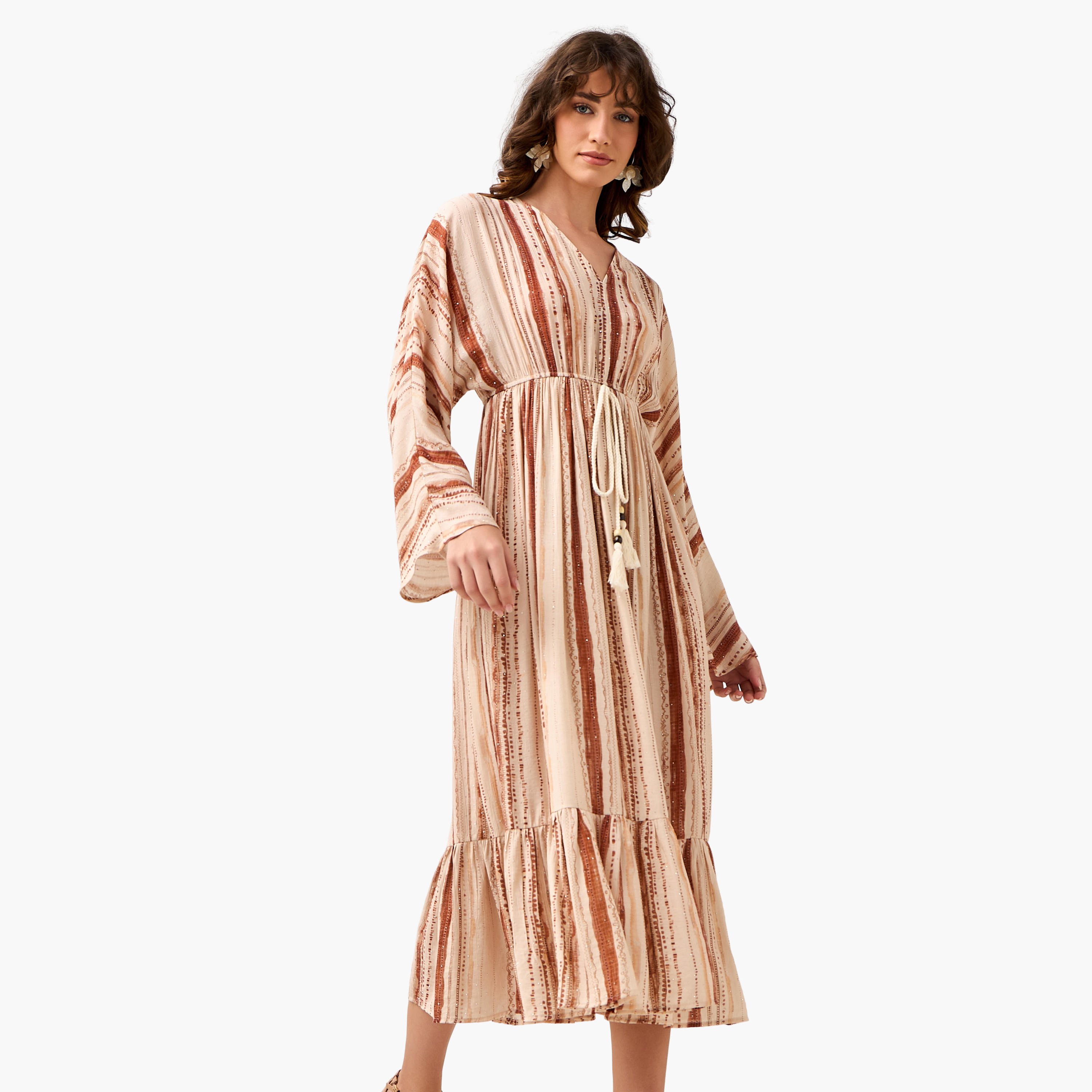 Printed Midi Kaftan Dress with Front Tie-Up-PROMO_SP_KSA_7_BUY2FORSAR199_130625-image-3
