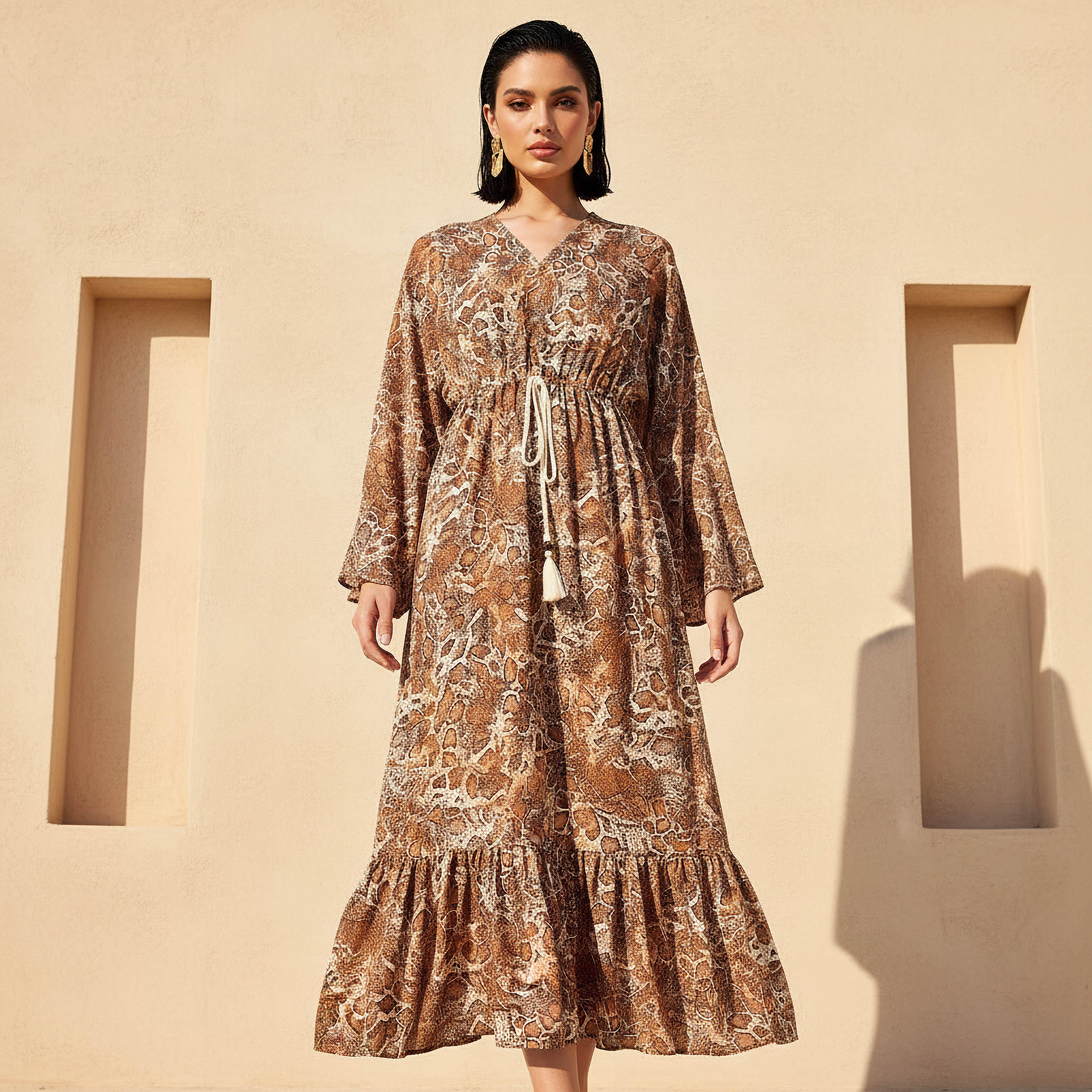 Printed Maxi Kaftan Dress with Front Tie-Up-PROMO_SP_KSA_7_BUY2FORSAR199_130625-image-1