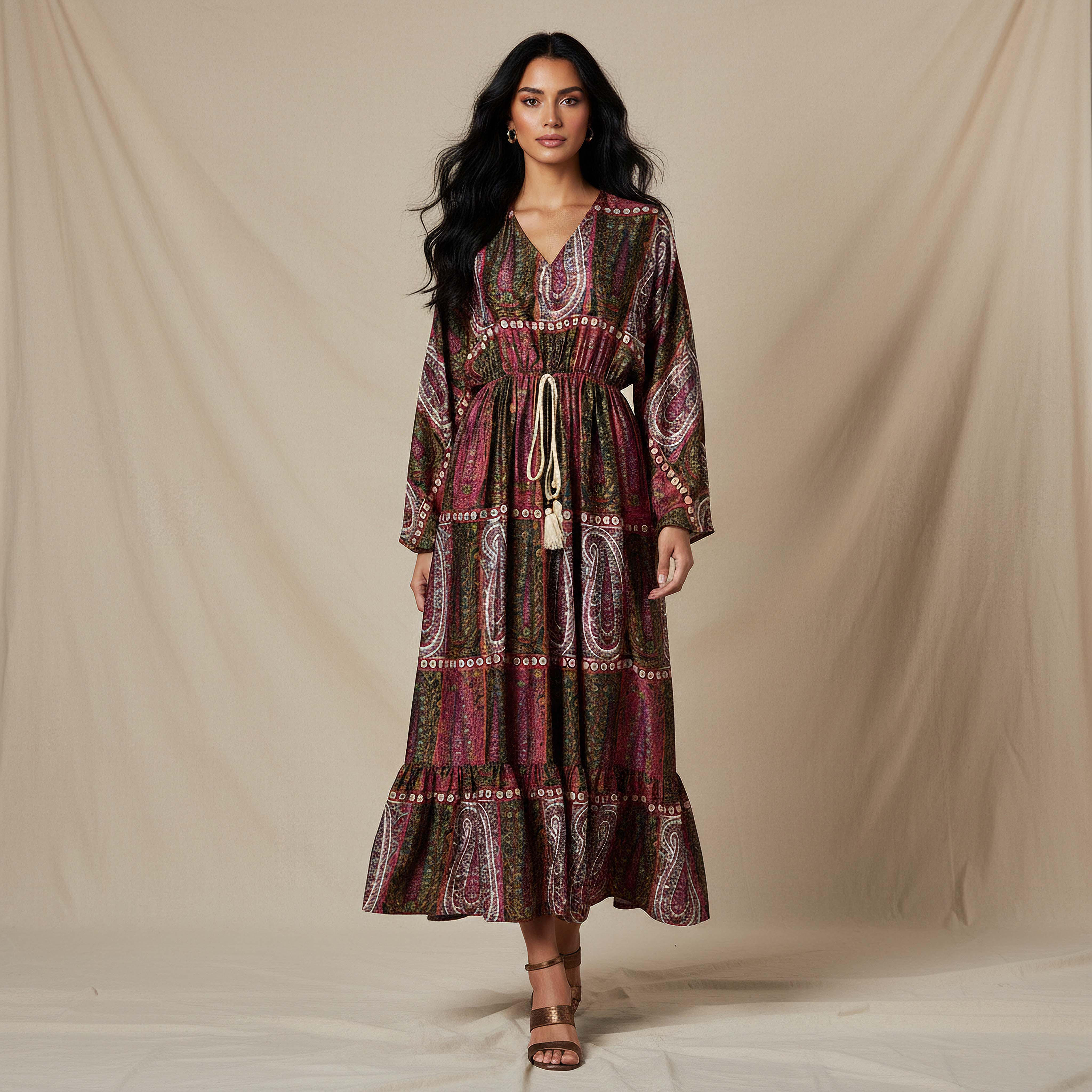 Kaftan Maxi Tie-Up Detail Dress with Paisley Print-PROMO_SP_KSA_7_BUY2FORSAR199_130625-image-1