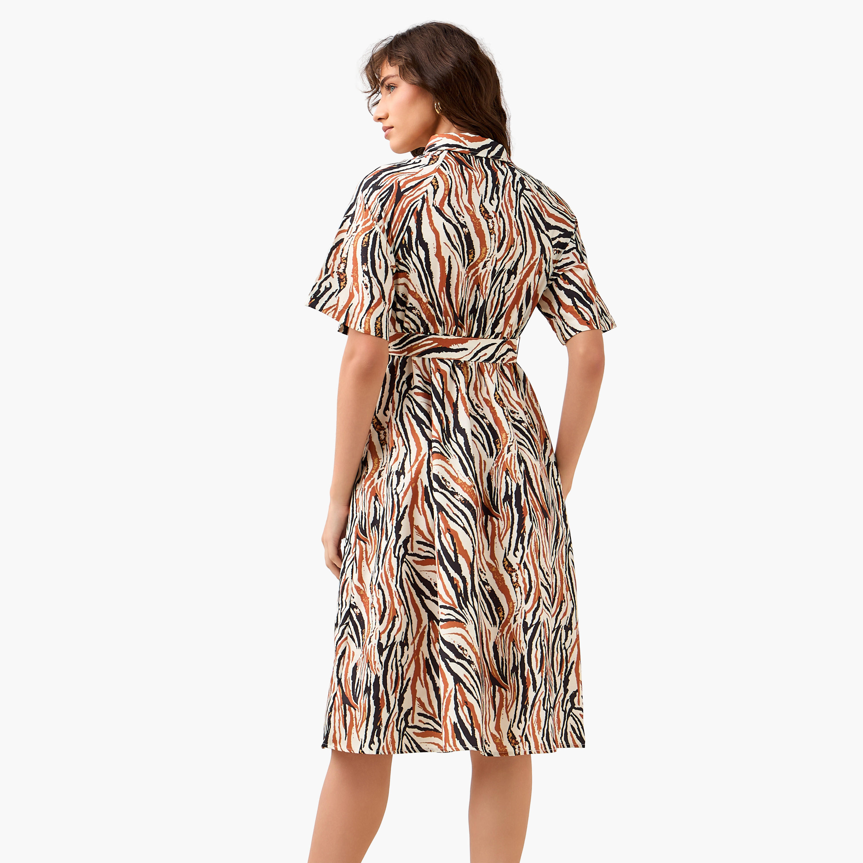 Printed Shirt Women Dress with Belt-women-clothing-dresses-image-4