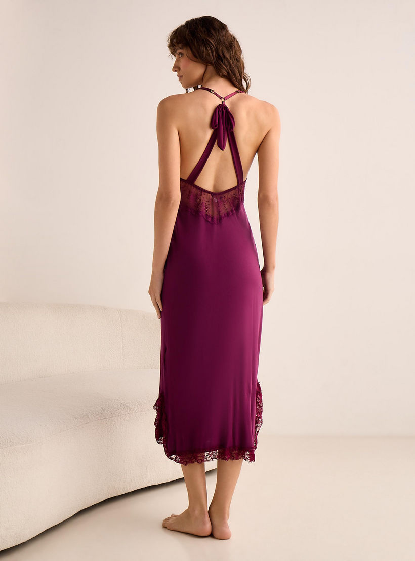 Night Dress Sleeveless with Lace Detail and Thong-women-clothing-nightwear-nighties-image-3
