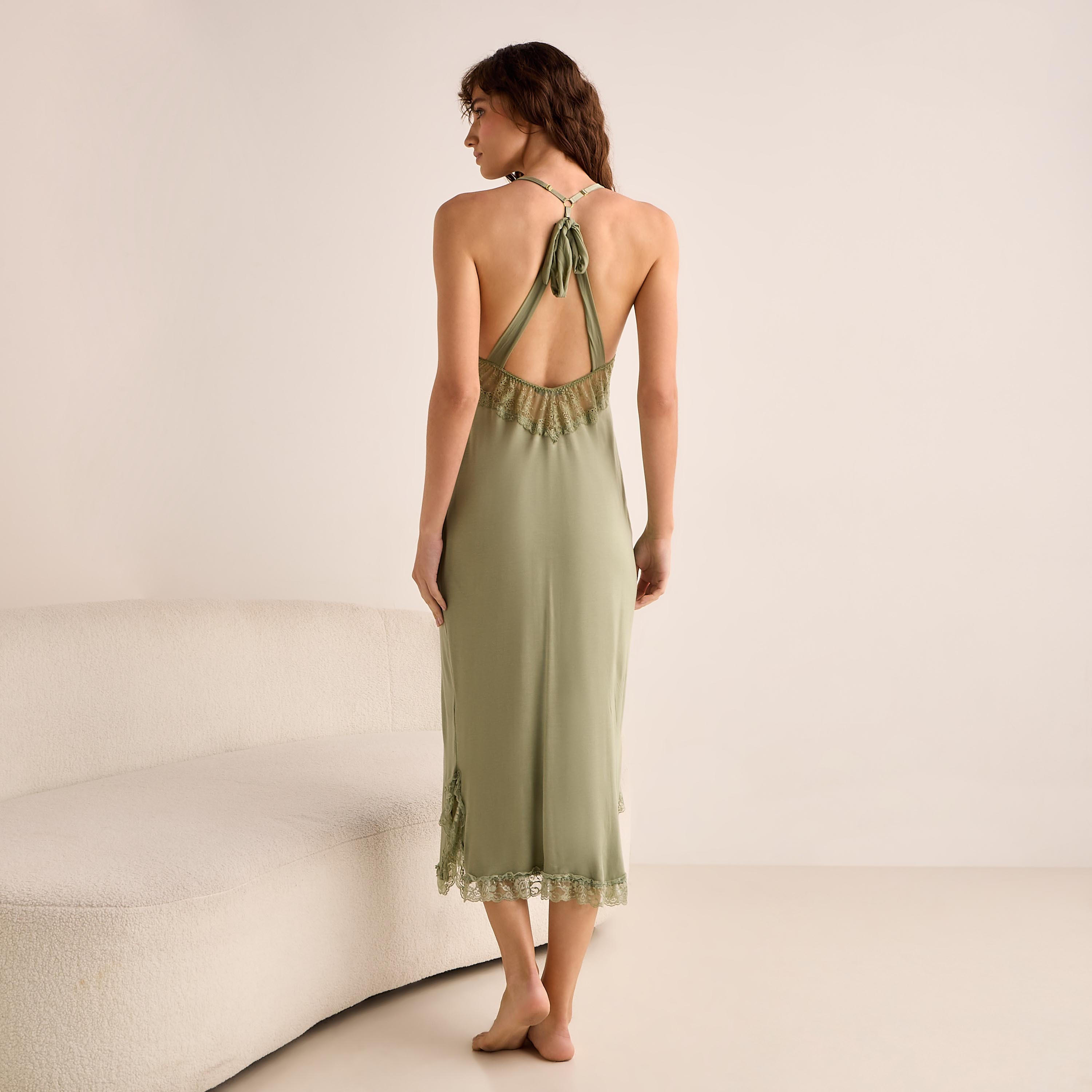 فستان نوم دانتيل بدون أكمام مع سروال ثونج-women-clothing-nightwear-nighties-image-3