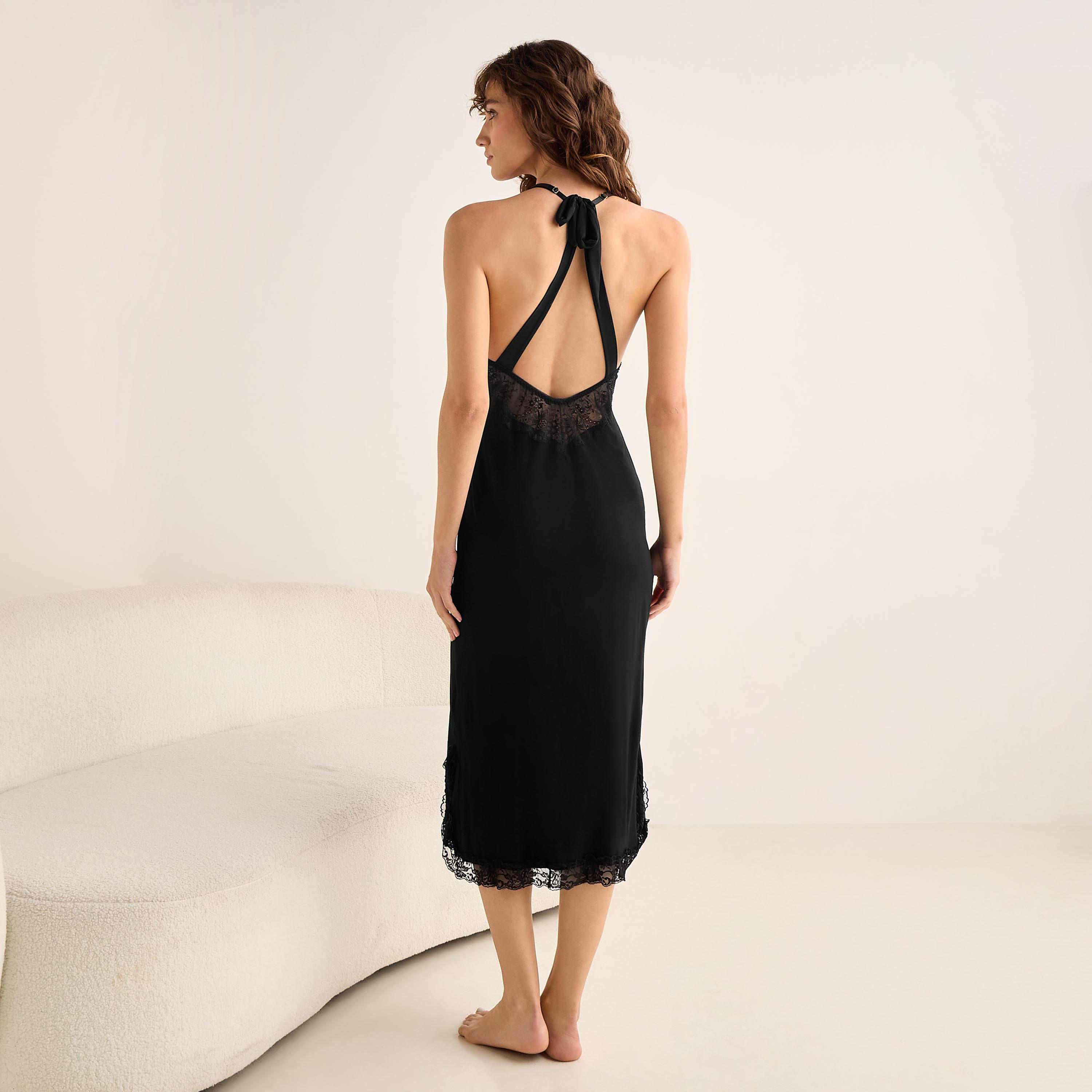 Night Dress Sleeveless with Lace Detail and Thong-women-clothing-nightwear-nighties-image-3