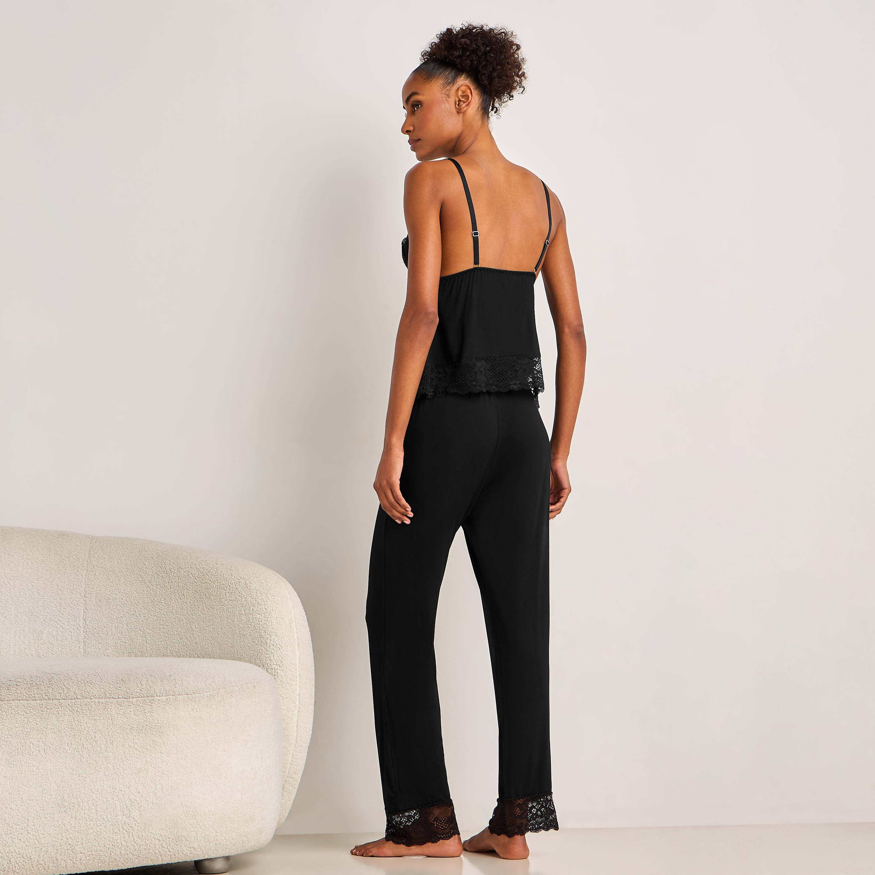 طقم بيجاما بنطلون وبلوزة بحمالات رفيعة-women-clothing-nightwear-pyjamas-longsets-image-5