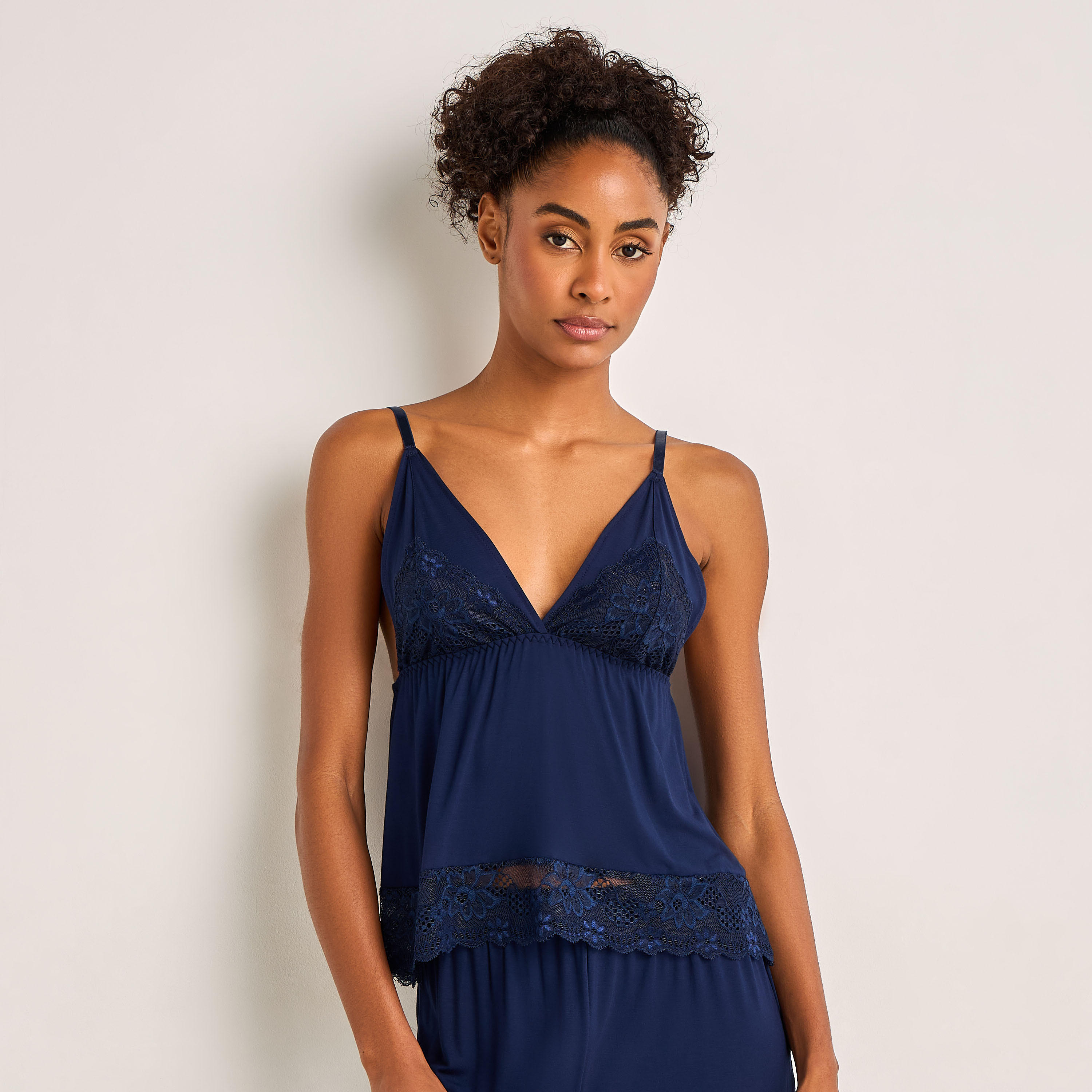 Pyjama Set Spaghetti Strap Top and Trousers-women-clothing-nightwear-pyjamas-longsets-image-2