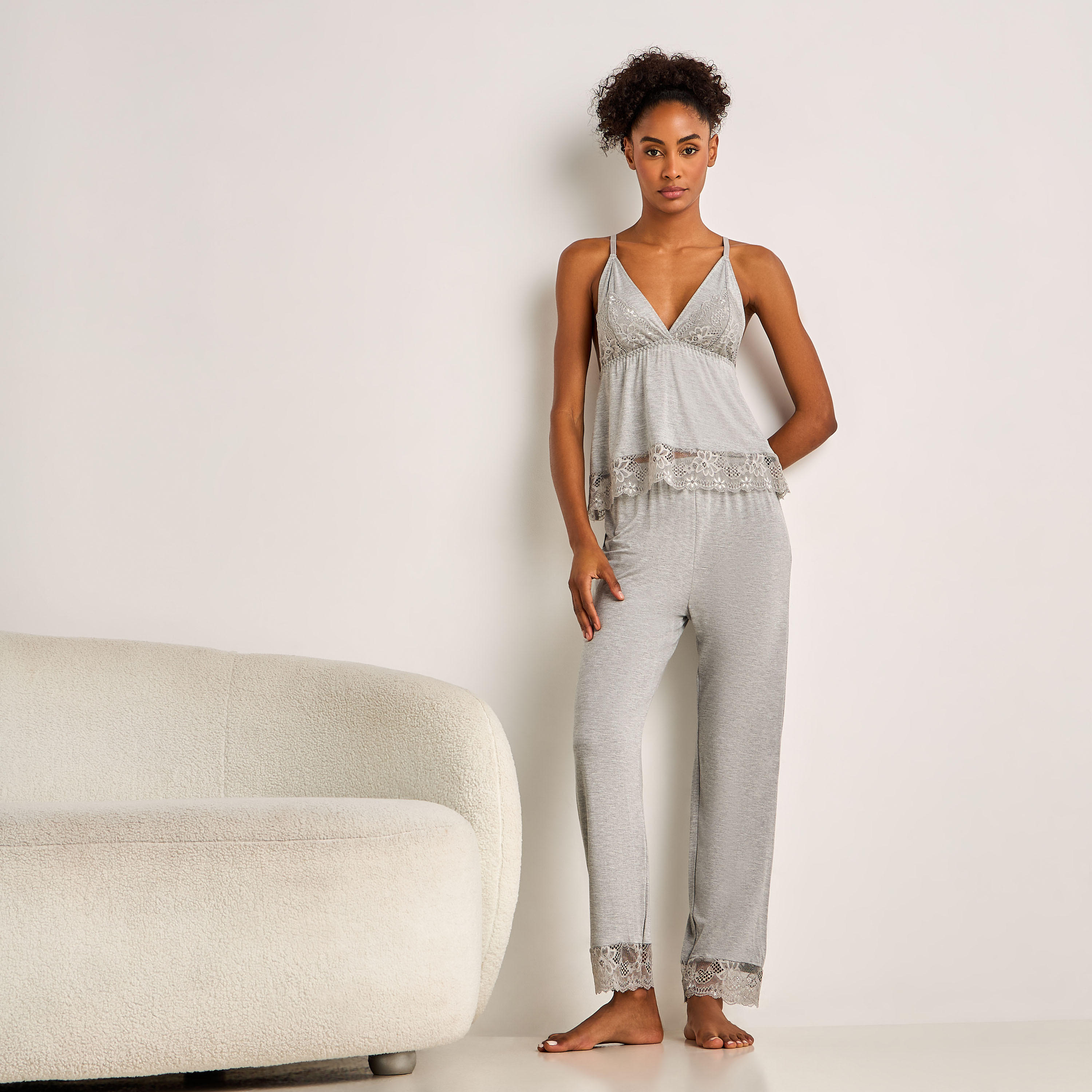 Pyjama Set Spaghetti Strap Top and Trousers-women-clothing-nightwear-pyjamas-longsets-image-1