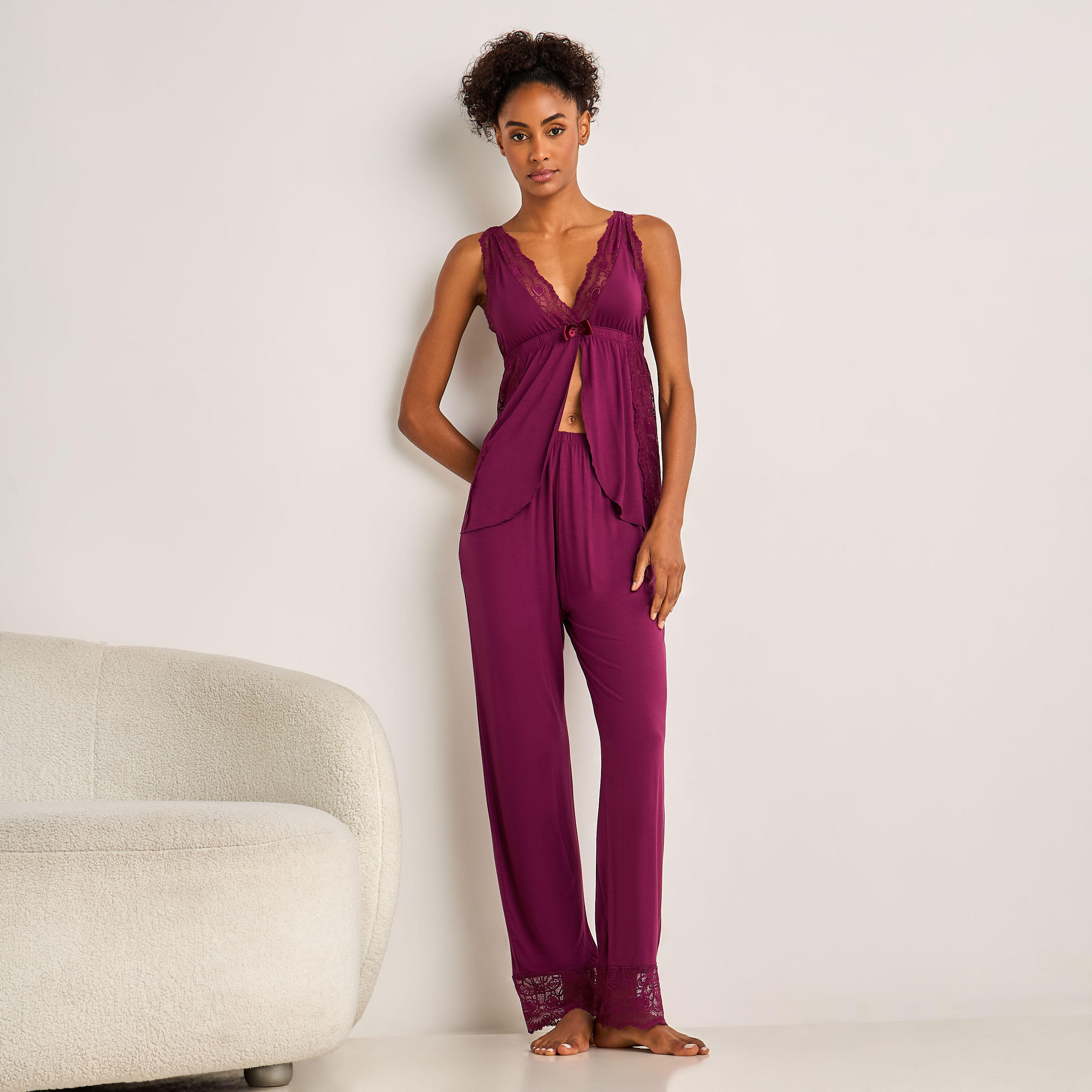 Pyjama Set Spaghetti Strap Top and Pyjama-women-clothing-nightwear-pyjamas-longsets-image-1