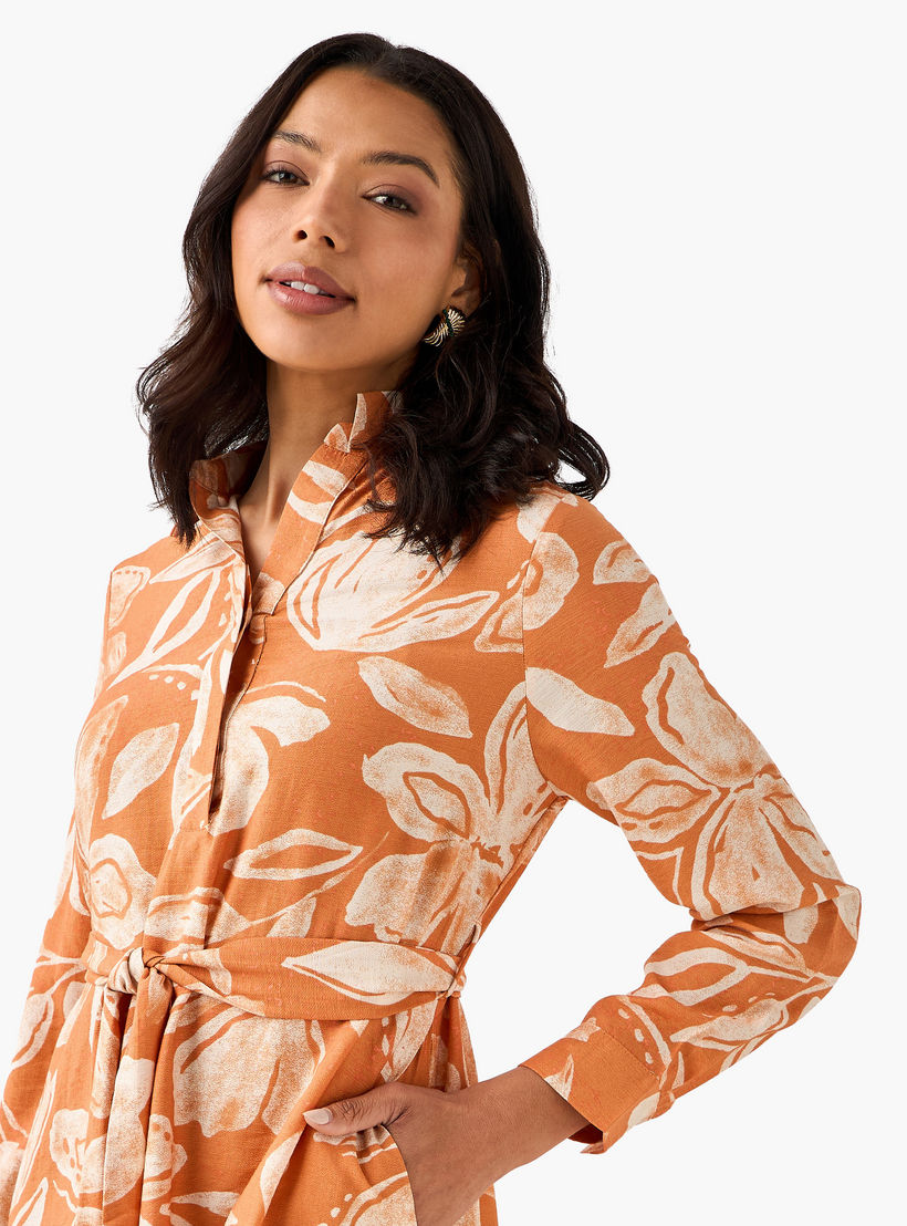 Midi Viscose Shirt Dress with Floral Print-women-clothing-dresses-image-5