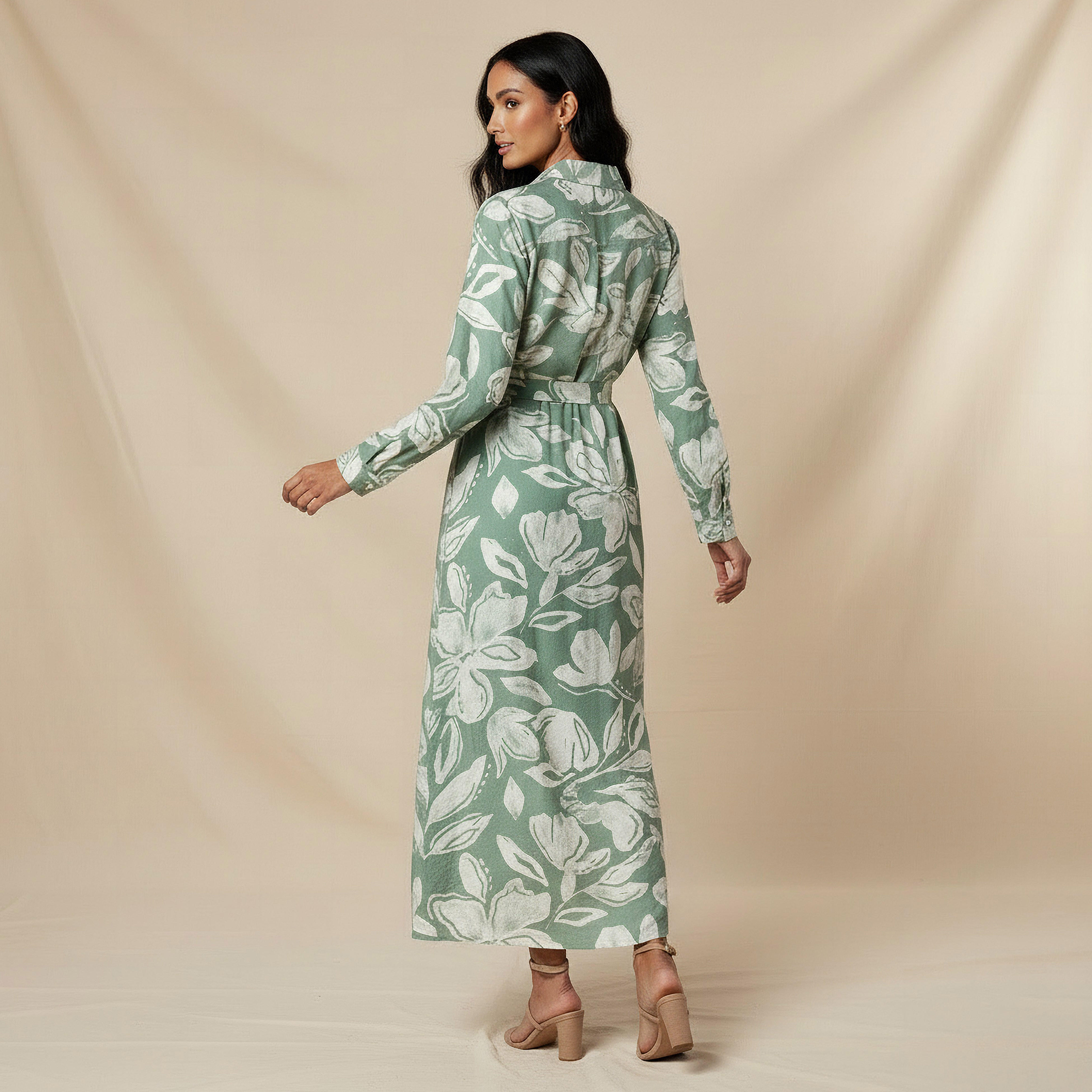 Midi Viscose Shirt Dress with Floral Print-women-clothing-dresses-image-3