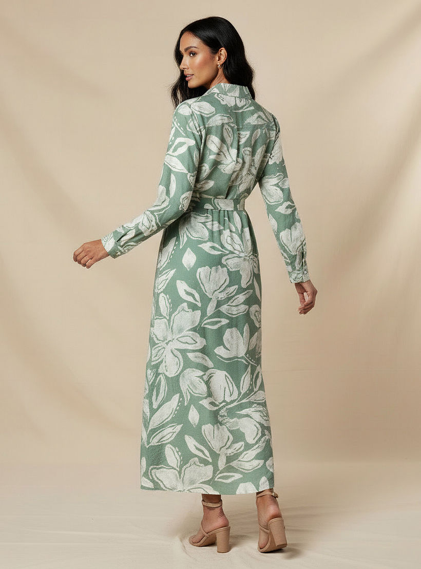 Midi Viscose Shirt Dress with Floral Print-women-clothing-dresses-image-3