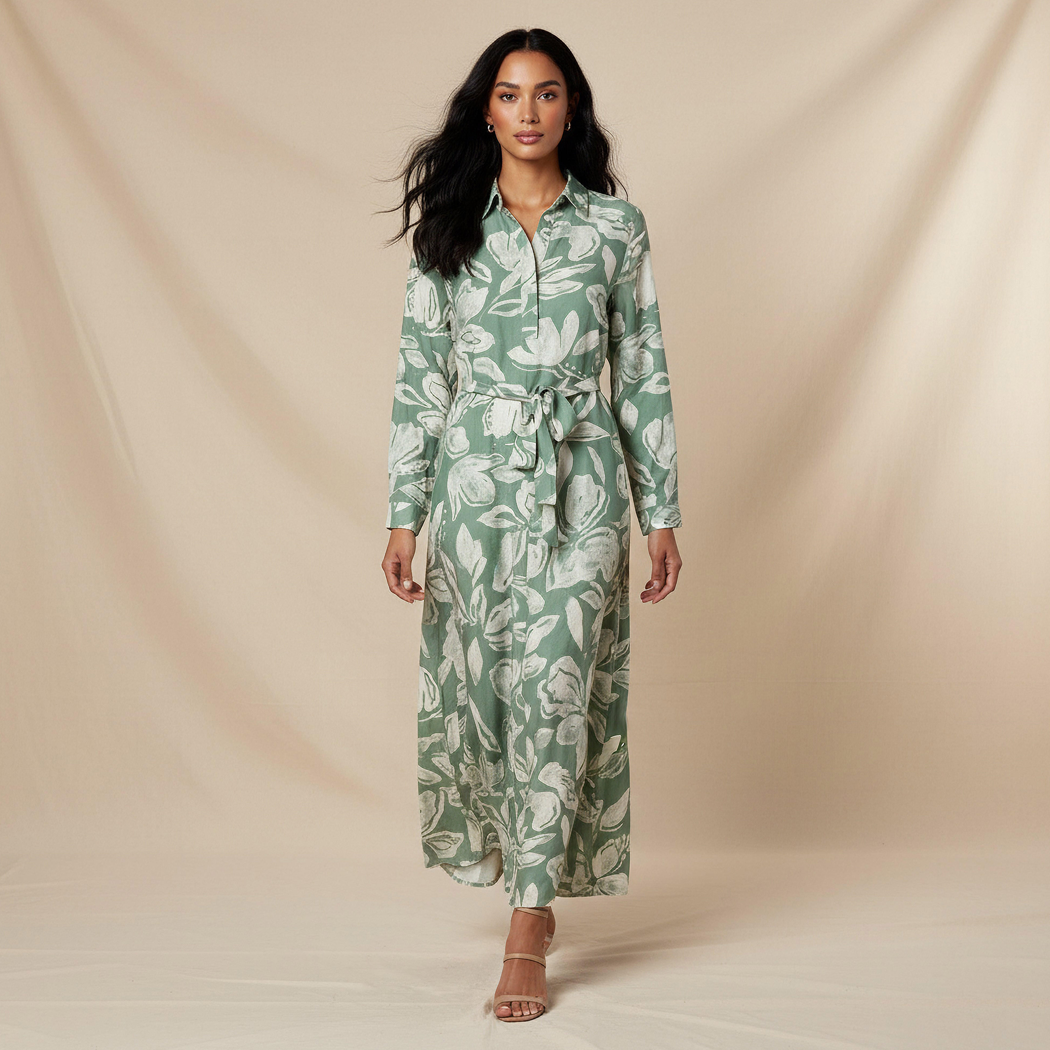 Midi Viscose Shirt Dress with Floral Print-women-clothing-dresses-image-5