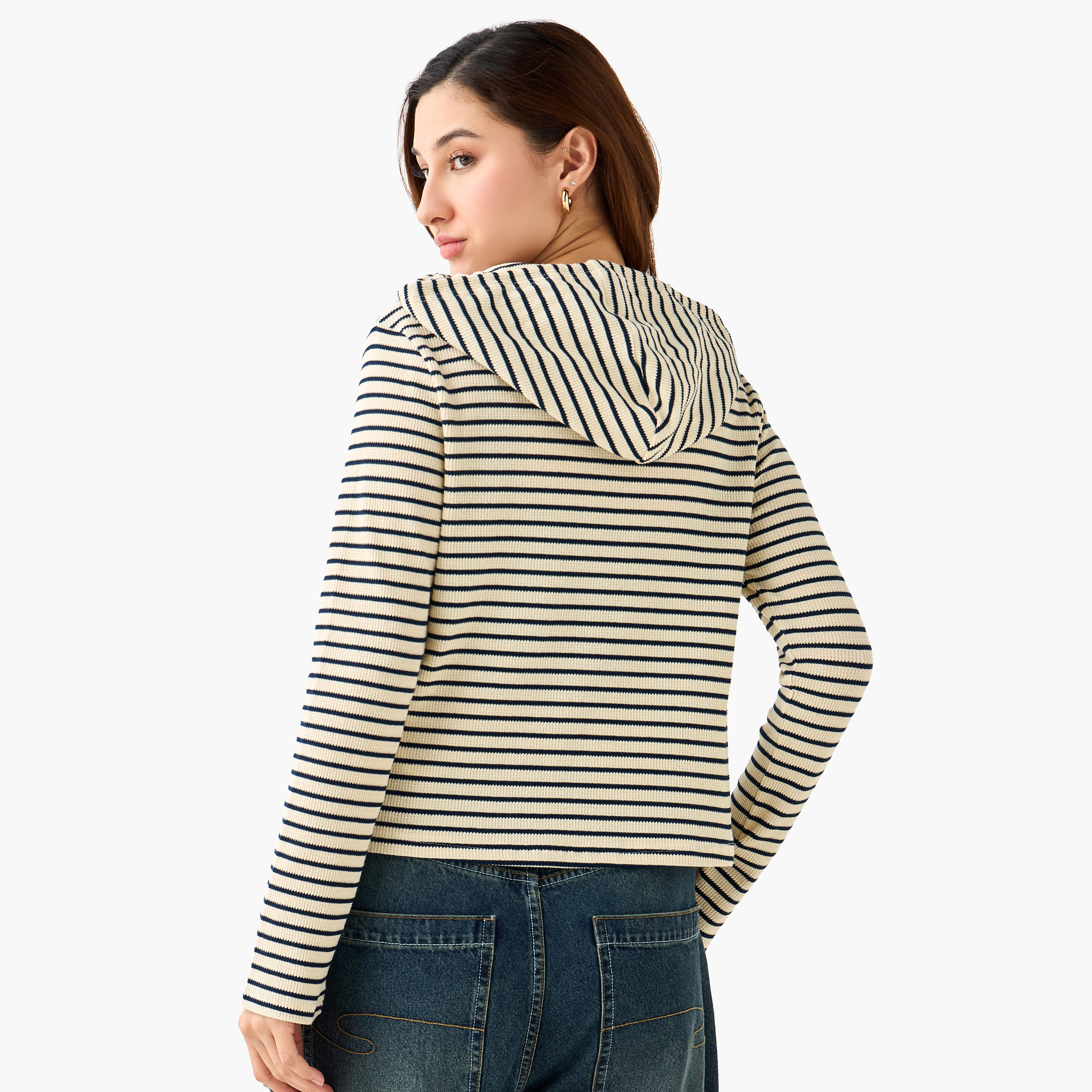 Women Regular Fit Striped Hoodie-women-winterwear-hoodiesandsweatshirts-hoodies-image-4