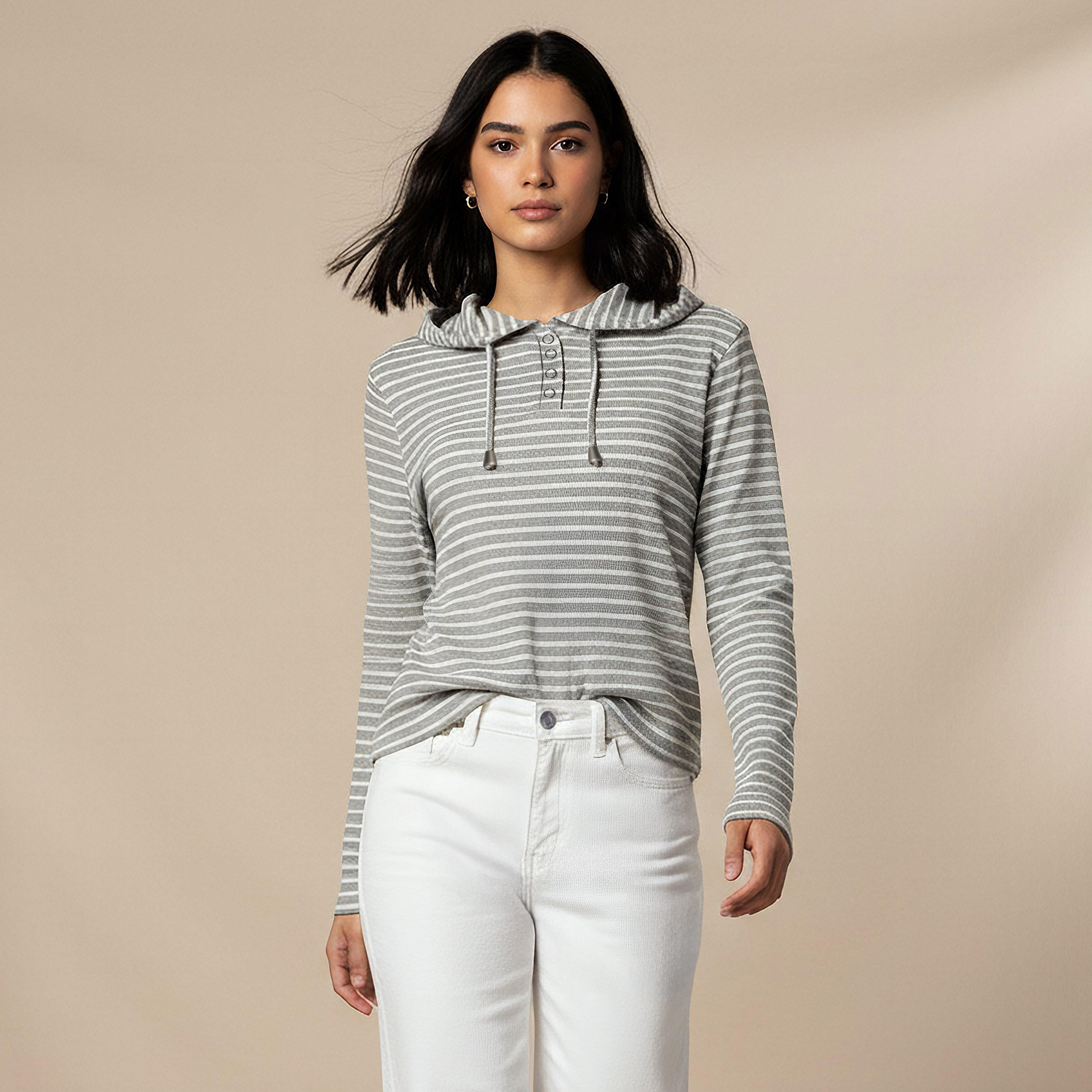 Women Regular Fit Striped Hoodie-women-winterwear-hoodiesandsweatshirts-hoodies-image-1