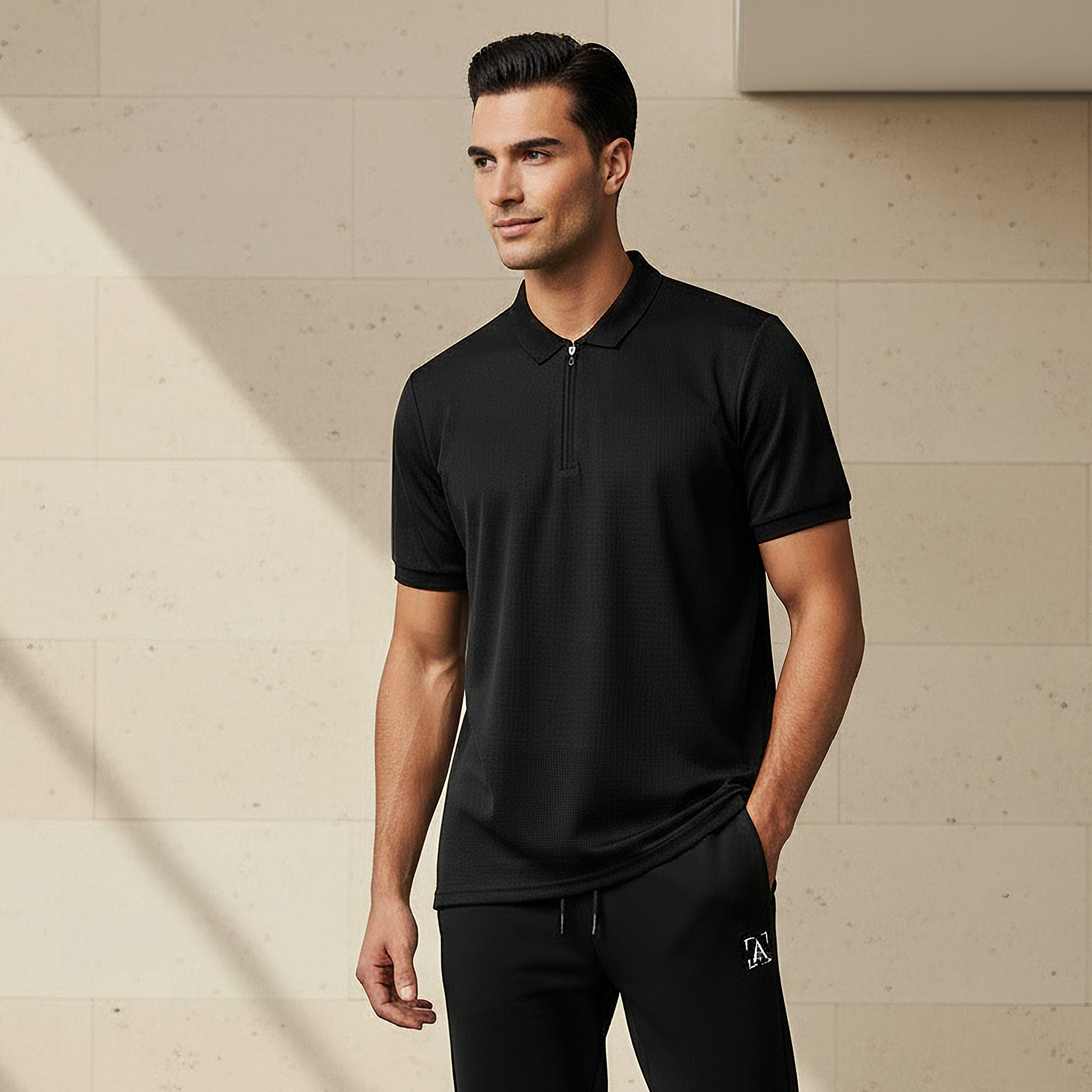 Men Short Sleeves Textured Polo T-shirt-men-clothing-tshirtsandpolos-polos-image-1