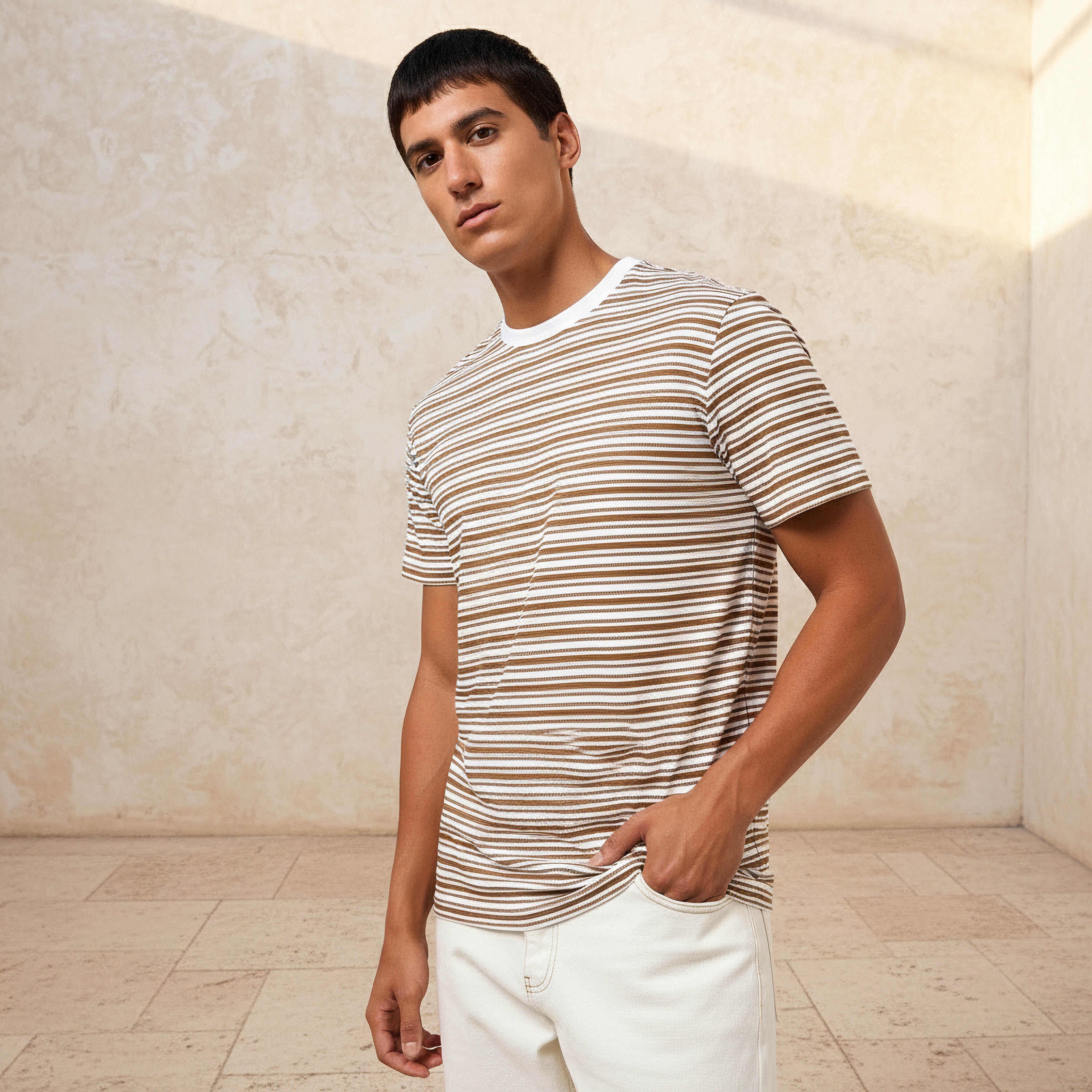 Men Regular Fit Crew Neck Short Sleeves Striped T-shirt-men-clothing-tshirtsandpolos-tshirts-image-1