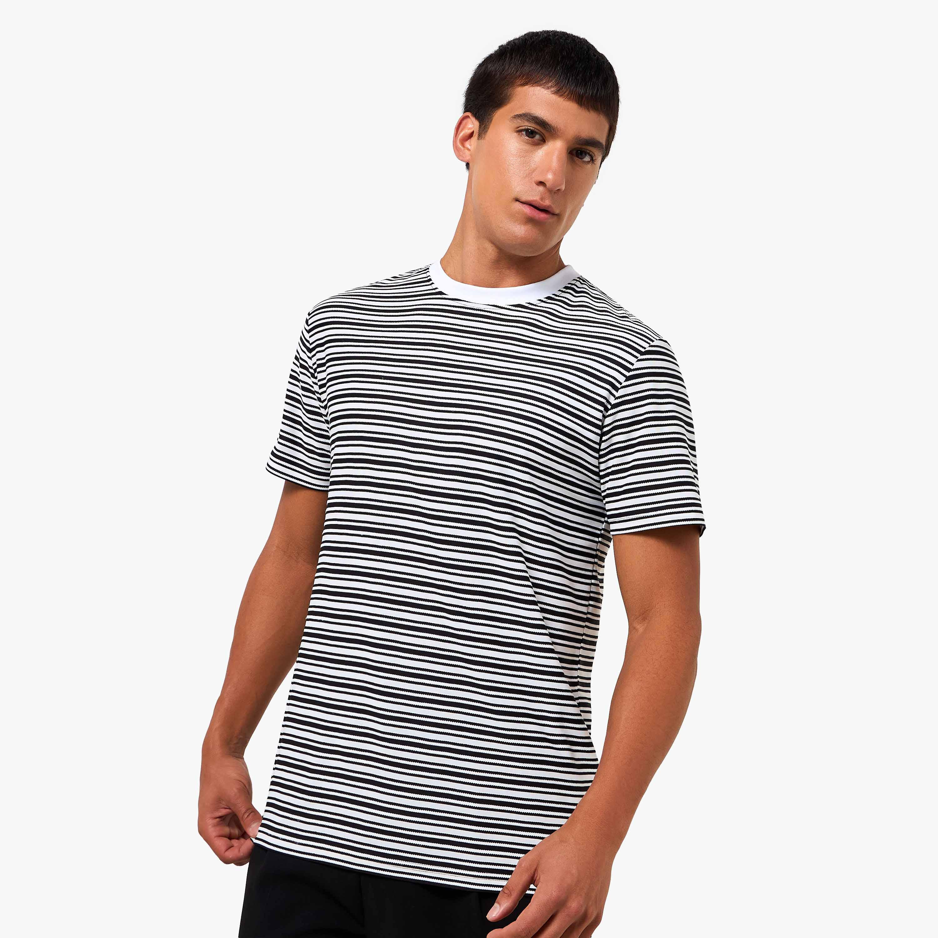 Men Regular Fit Crew Neck Short Sleeves Striped T-shirt-men-clothing-tshirtsandpolos-tshirts-image-1