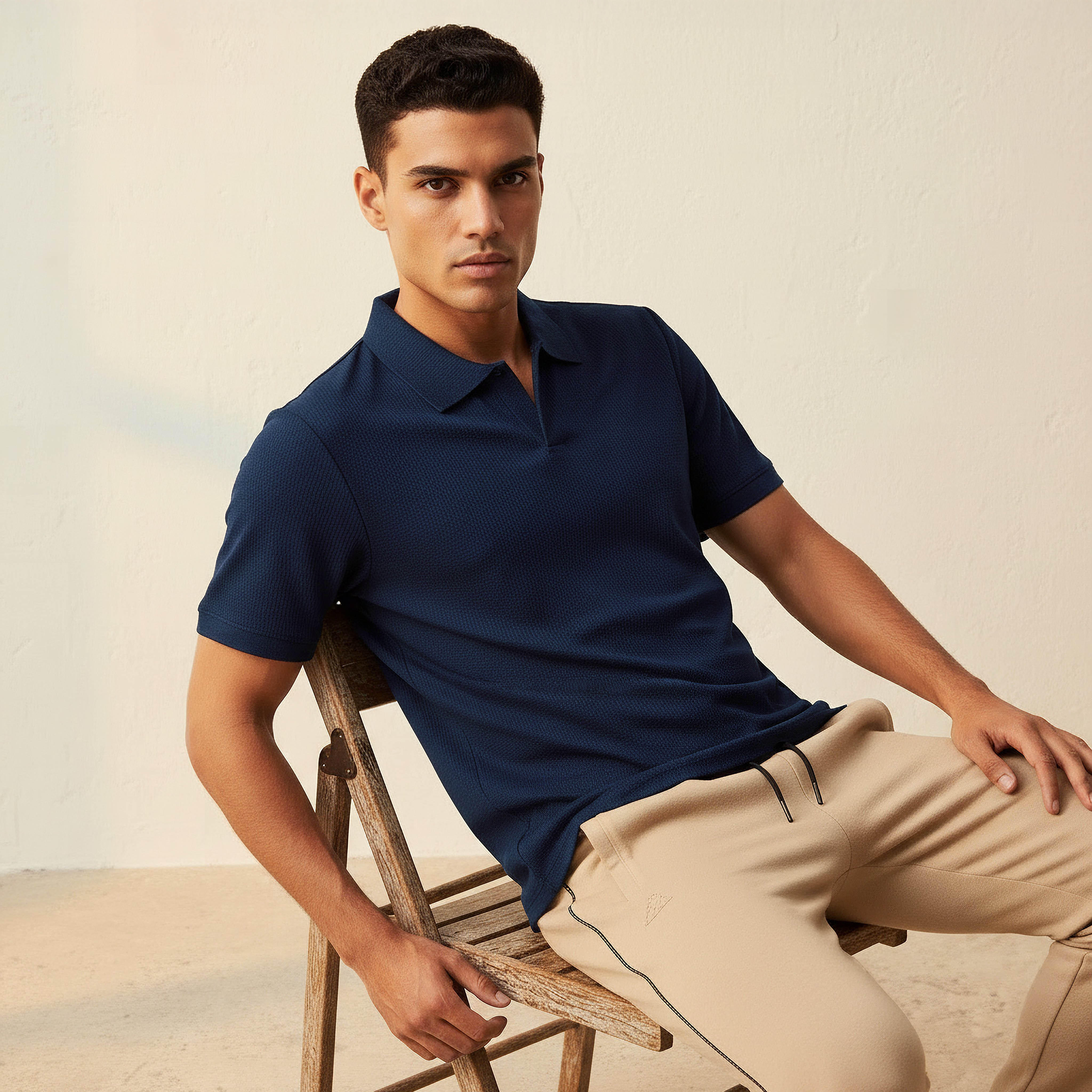 Men Short Sleeves Textured Polo T-shirt-men-clothing-tshirtsandpolos-polos-image-1