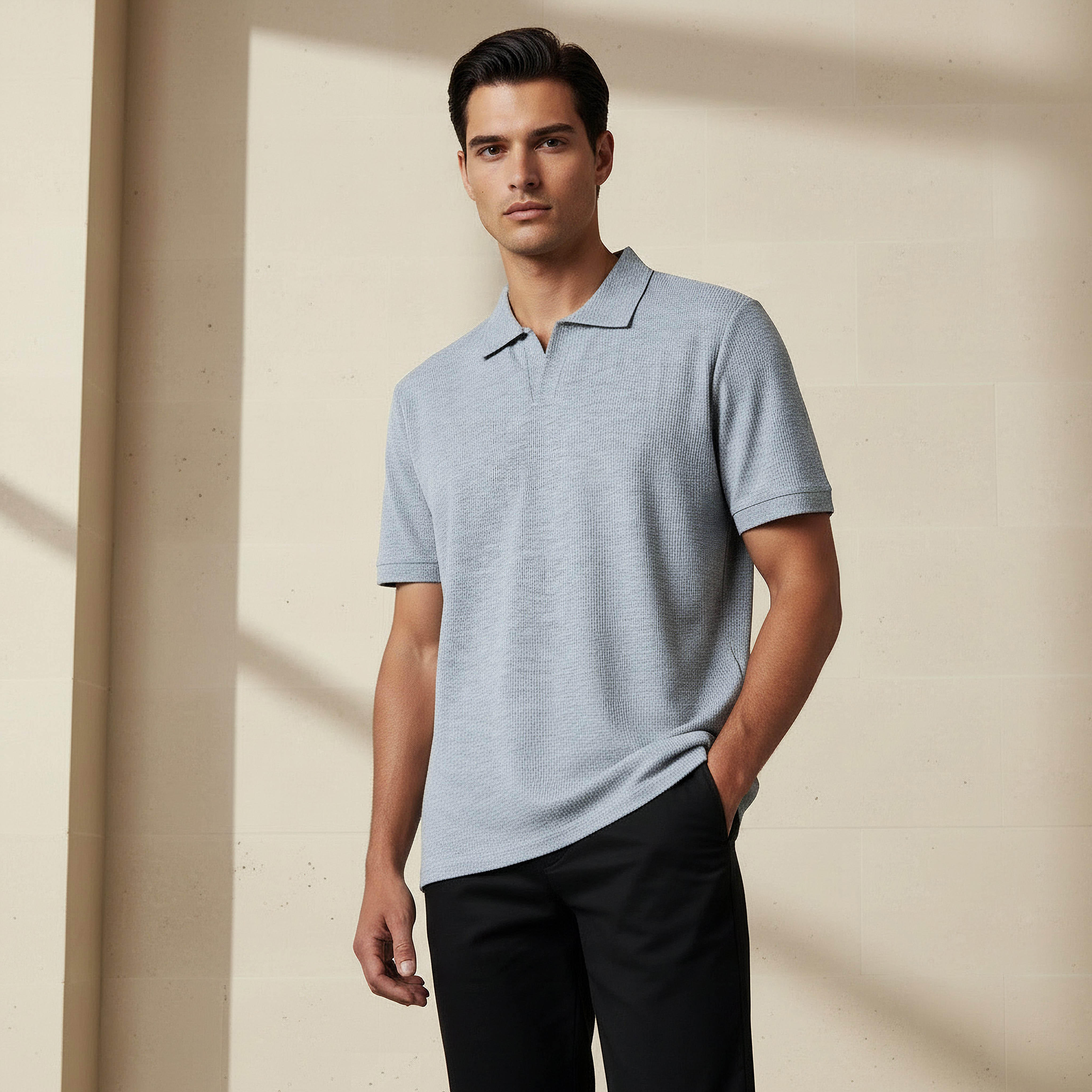 Men Short Sleeves Textured Polo T-shirt-men-clothing-tshirtsandpolos-polos-image-1
