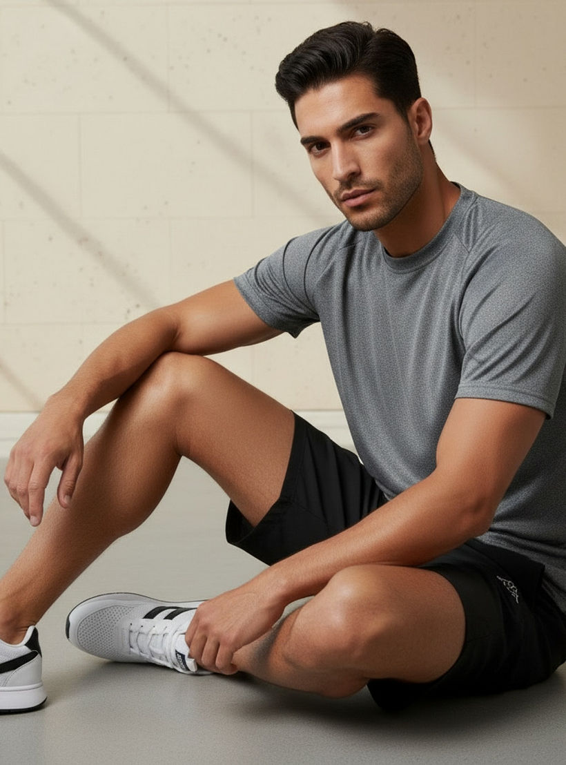 تيشيرت بقصة عادية وياقة ضيقة وأكمام قصيرة للرجال-men-clothing-tshirtsandpolos-tshirts-image-6