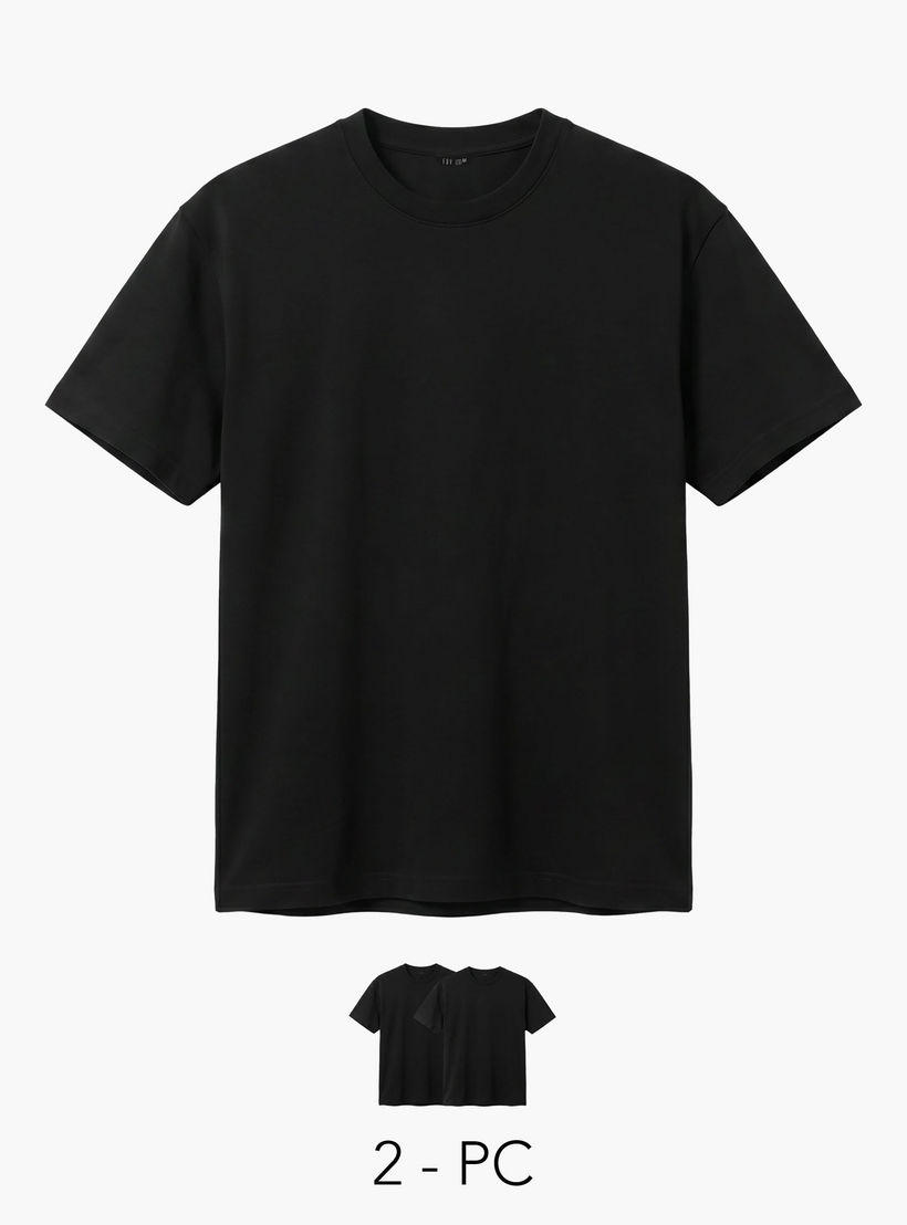 تيشيرت بأكمام قصيرة ورقبة ضيقة للرجال - عبوة من قطعتين-men-clothing-tshirtsandpolos-tshirts-image-1