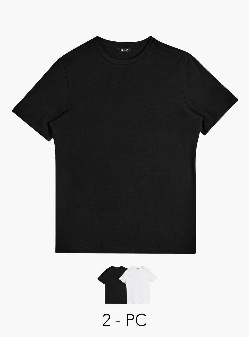 تيشيرت بأكمام قصيرة ورقبة ضيقة للرجال - عبوة من قطعتين-men-clothing-tshirtsandpolos-tshirts-image-1