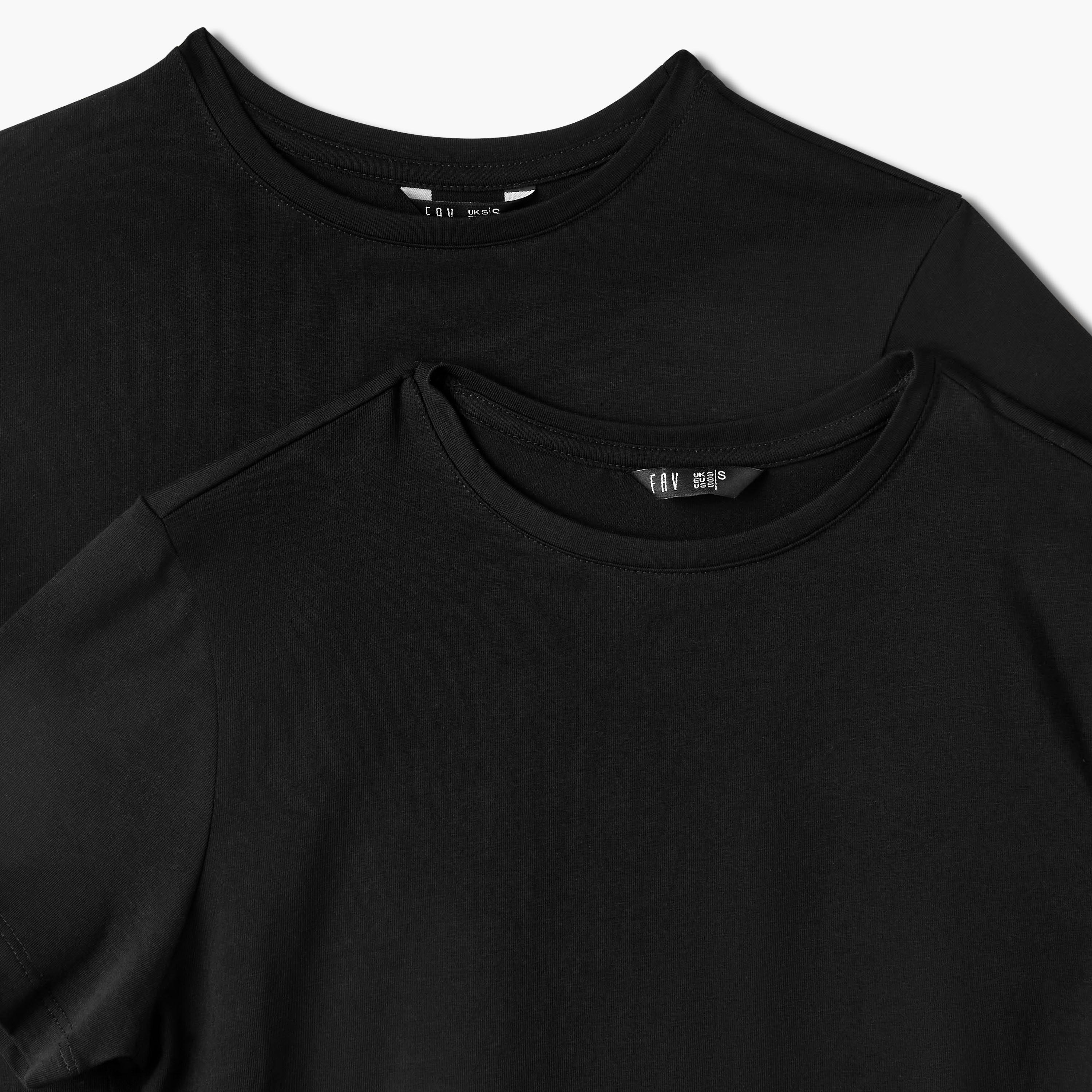 Women Crew Neck Short Sleeve T-shirt - Set of 2-women-clothing-tshirts-image-5