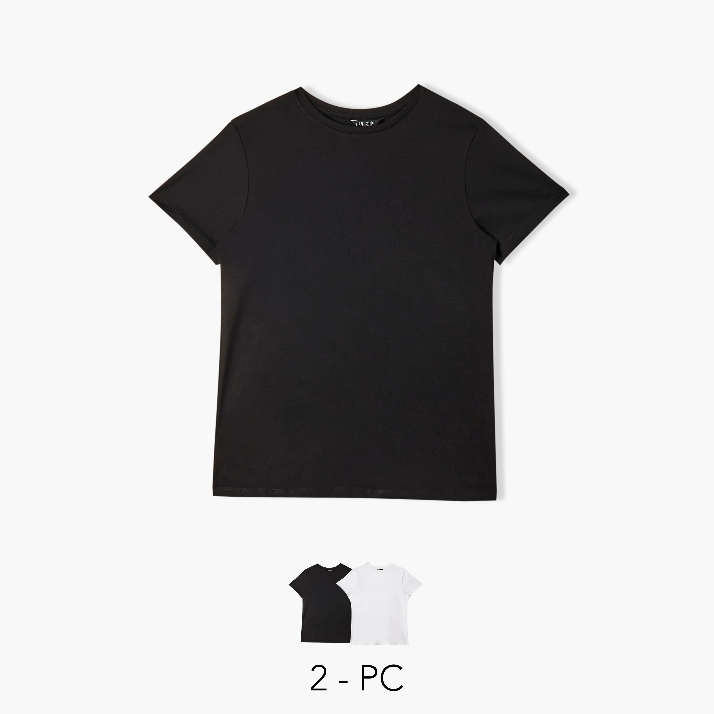 Women Crew Neck Short Sleeve T-shirt - Set of 2-women-clothing-tshirts-image-1