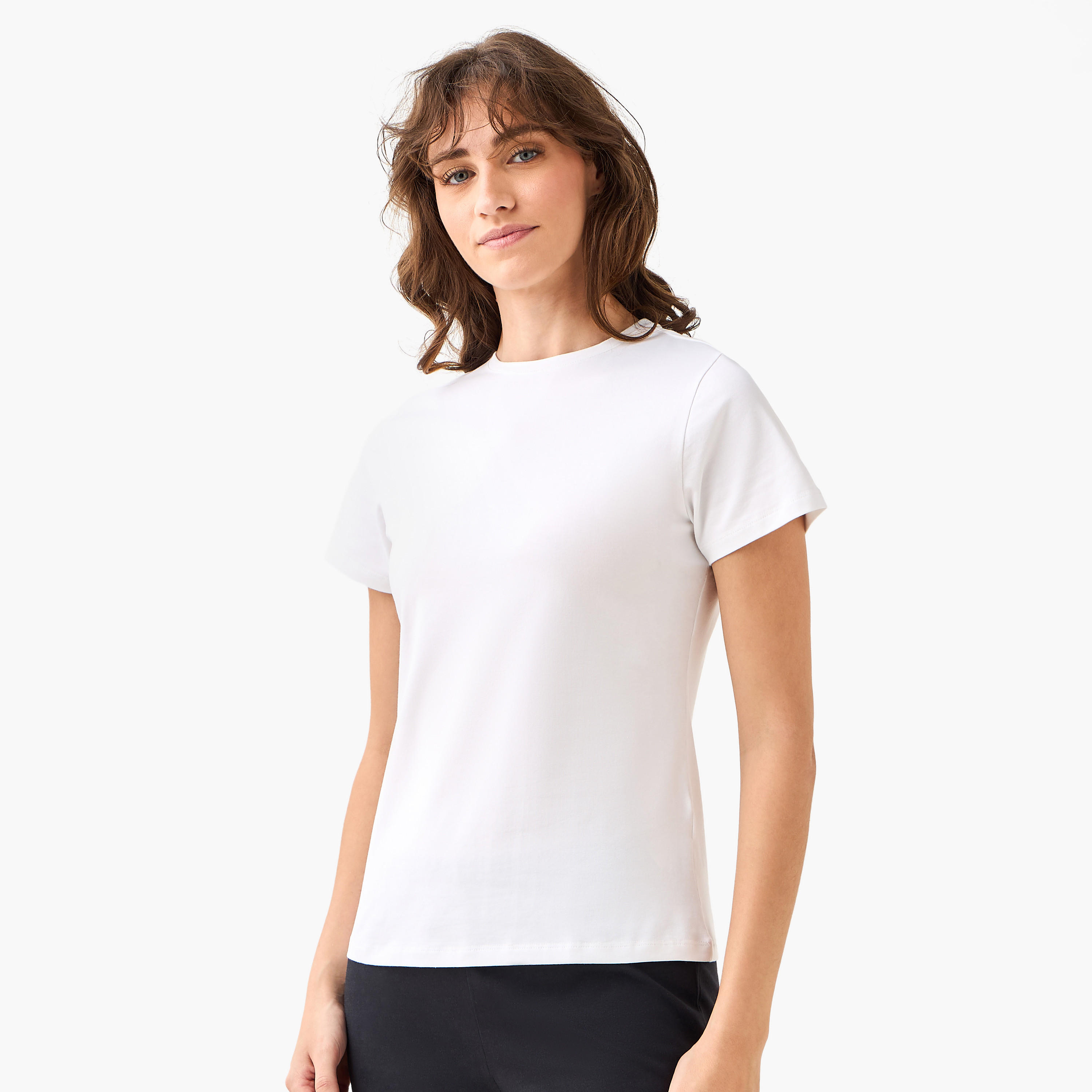 Women Crew Neck Short Sleeve T-shirt - Set of 2-women-clothing-tshirts-image-3