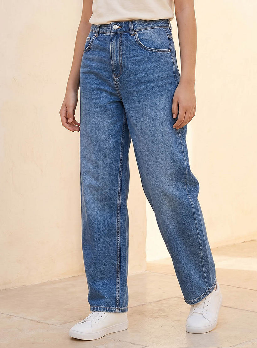 بنطلون جينز بقصّة مستقيمة وخصر مرتفع للنساء من لي كوبر-women-clothing-bottoms-jeans-image-1