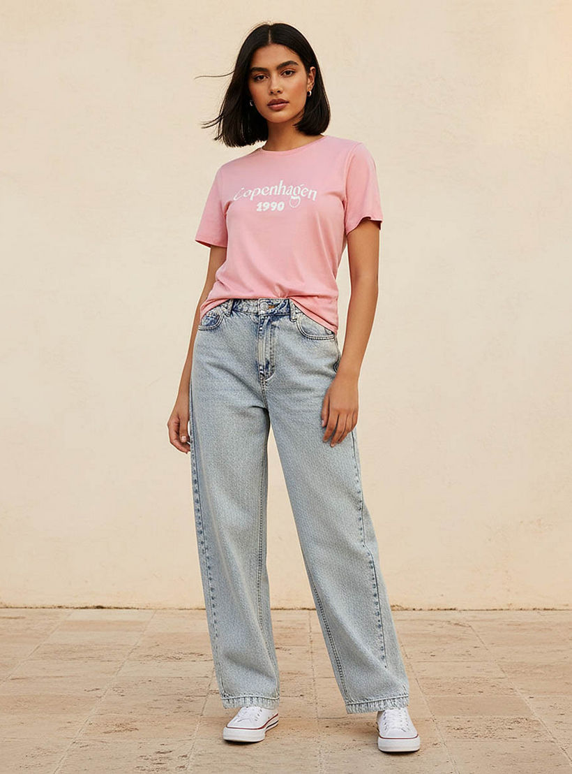 بنطلون جينز قطن واسع الساق بخصر أزرار وجيوب من لي كوبر-women-clothing-bottoms-jeans-image-3
