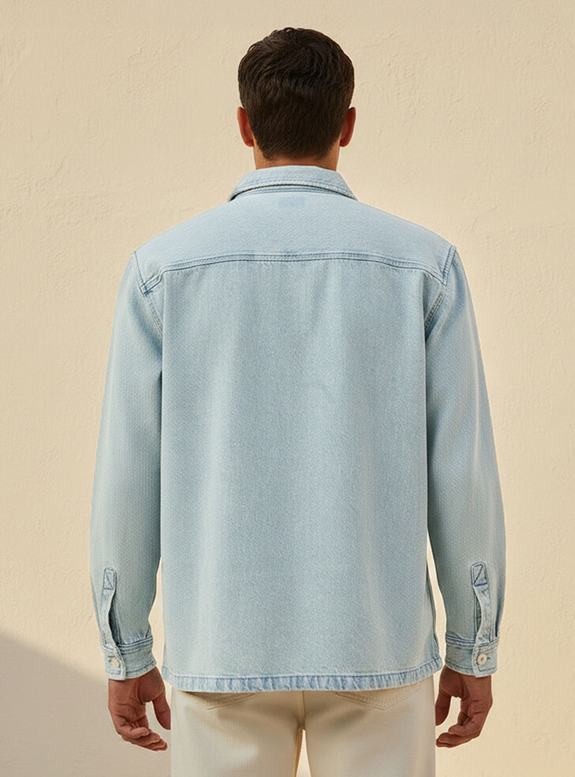 Lee Cooper Relaxed Fit Collared Denim Long Sleeves Shirt-men-clothing-shirts-image-4