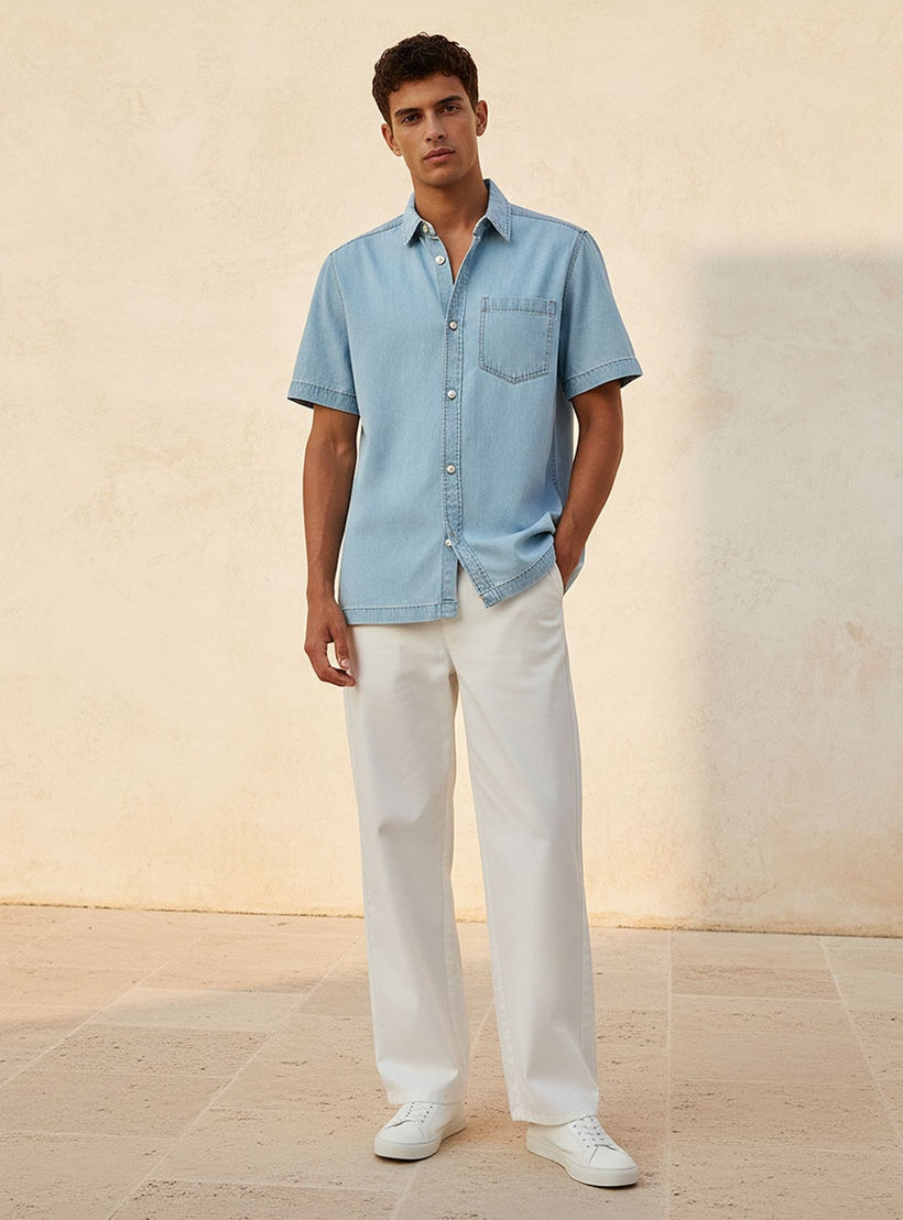 Lee Cooper Relaxed Fit Collared Short Sleeves Shirt-men-clothing-shirts-image-3