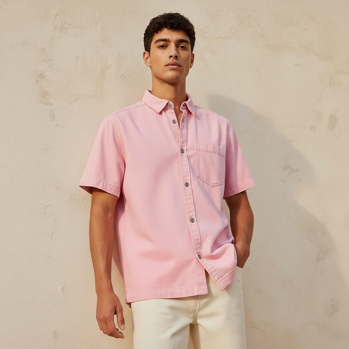 Lee Cooper Relaxed Fit Collared Short Sleeves Shirt-men-clothing-shirts-image-1
