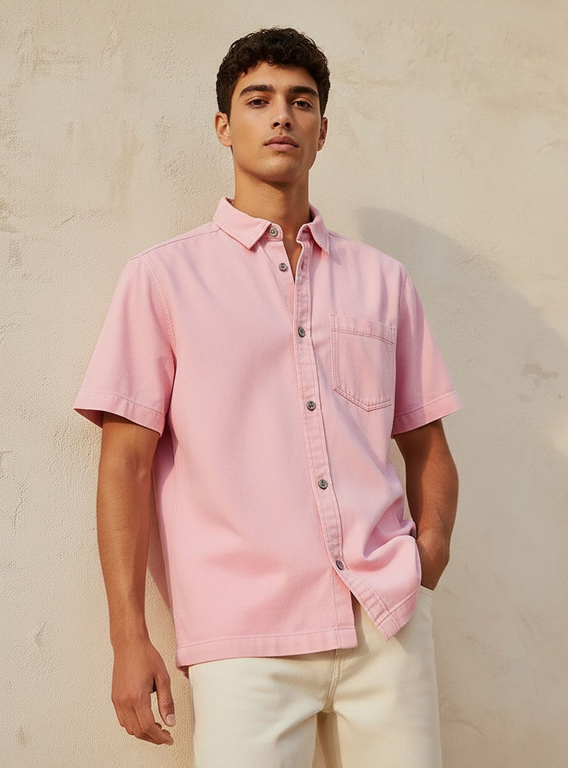 Lee Cooper Relaxed Fit Collared Short Sleeves Shirt-men-clothing-shirts-image-1