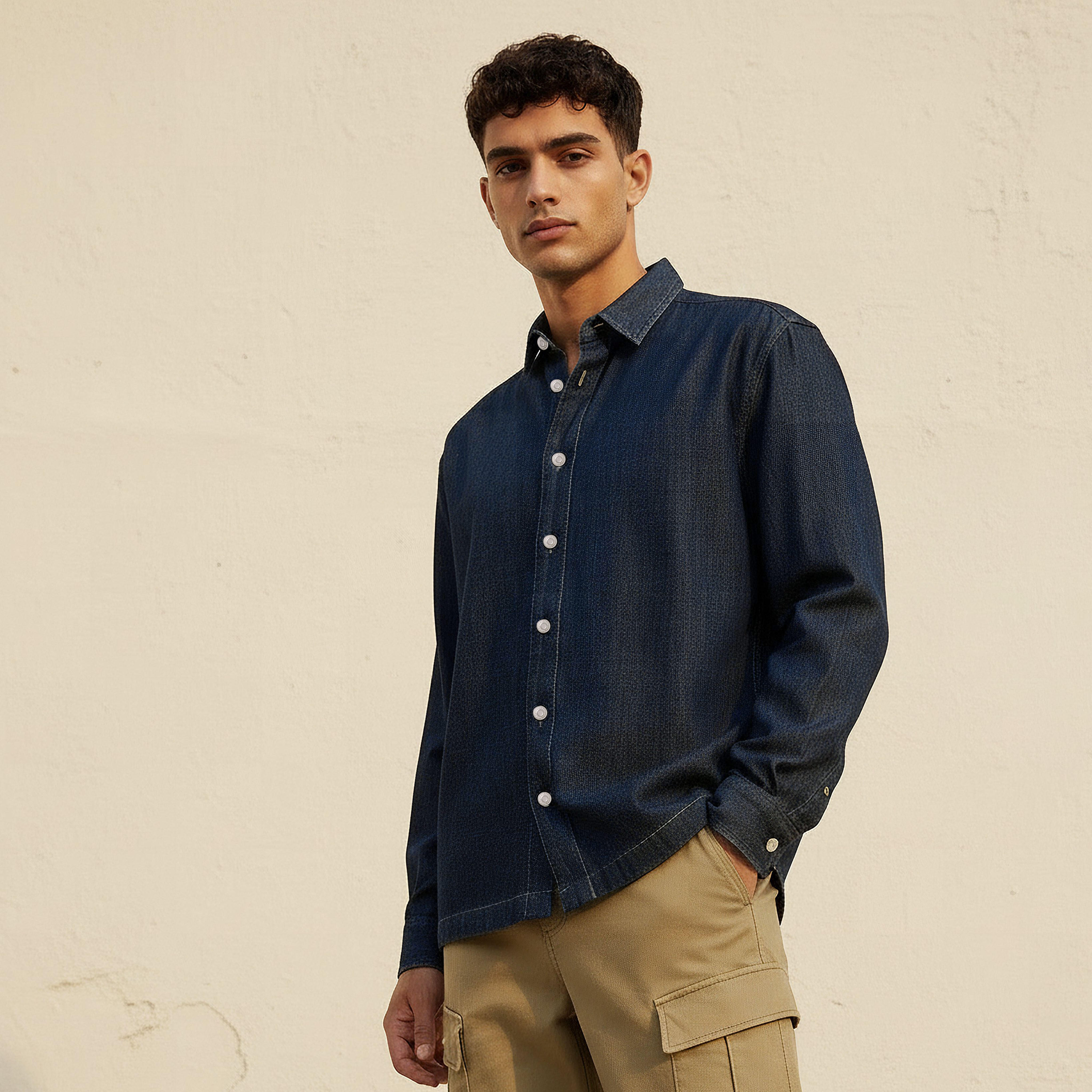 Lee Cooper Men Regular Fit Collared Long Sleeve Shirt-men-clothing-shirts-image-1