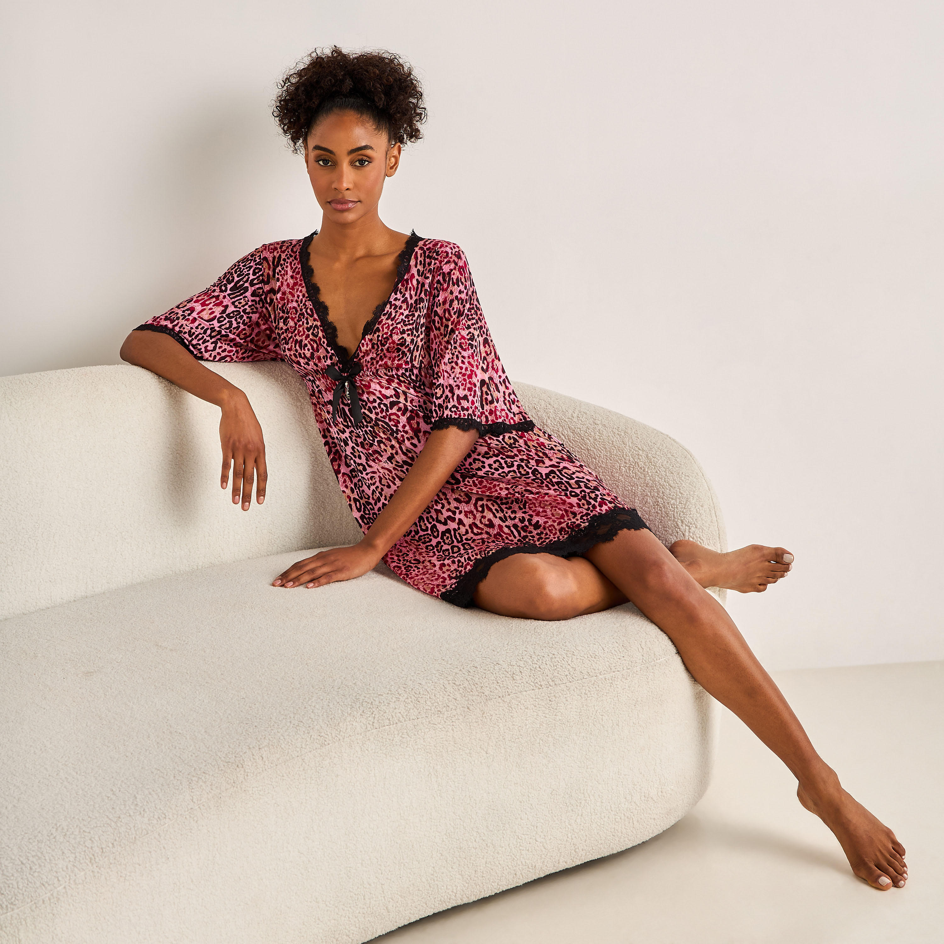Night Dress with Animal Print and Lace Detail-women-clothing-nightwear-nighties-image-2