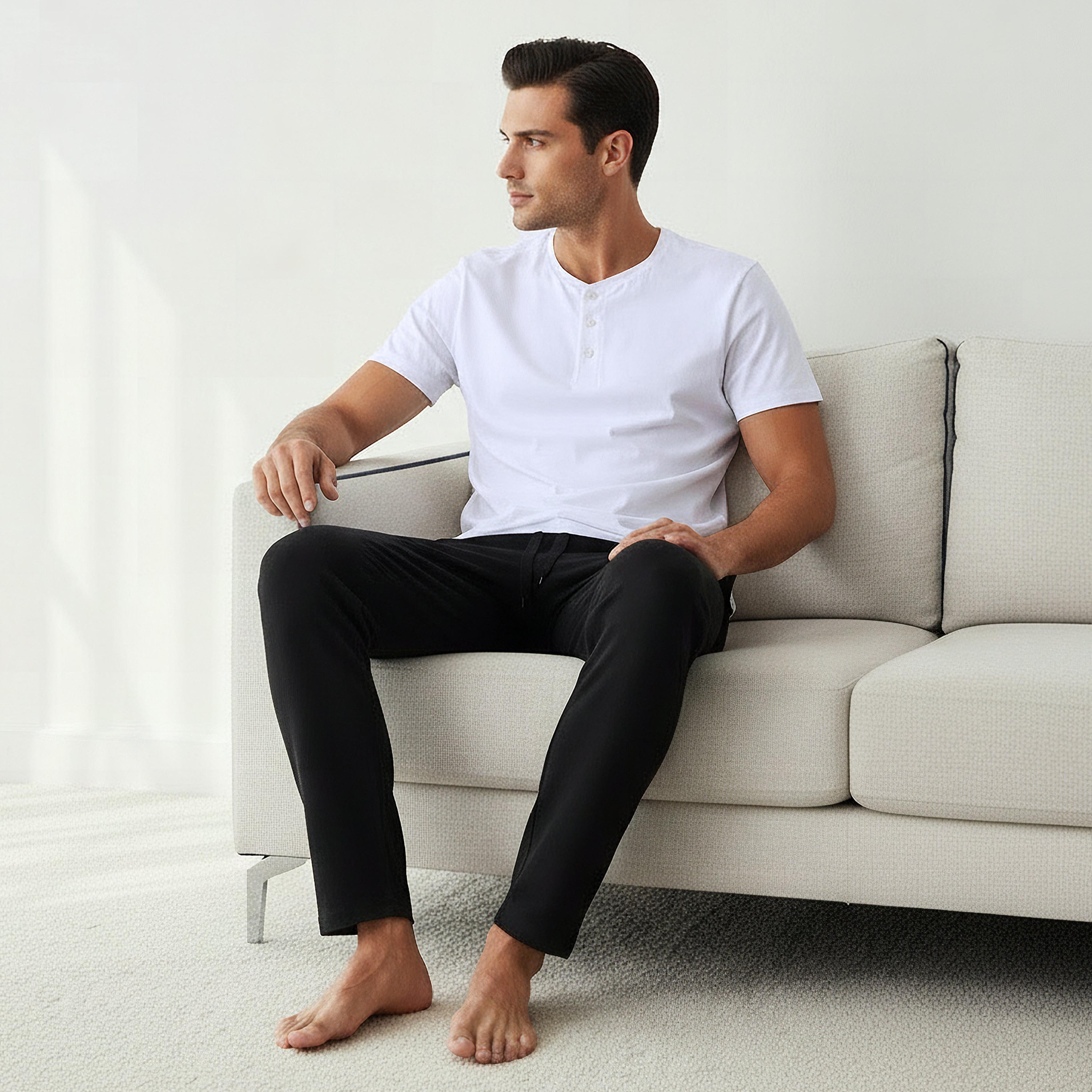 Men Cotton Henley Neck Nightwear Set-men-clothing-nightwear-sets-image-2