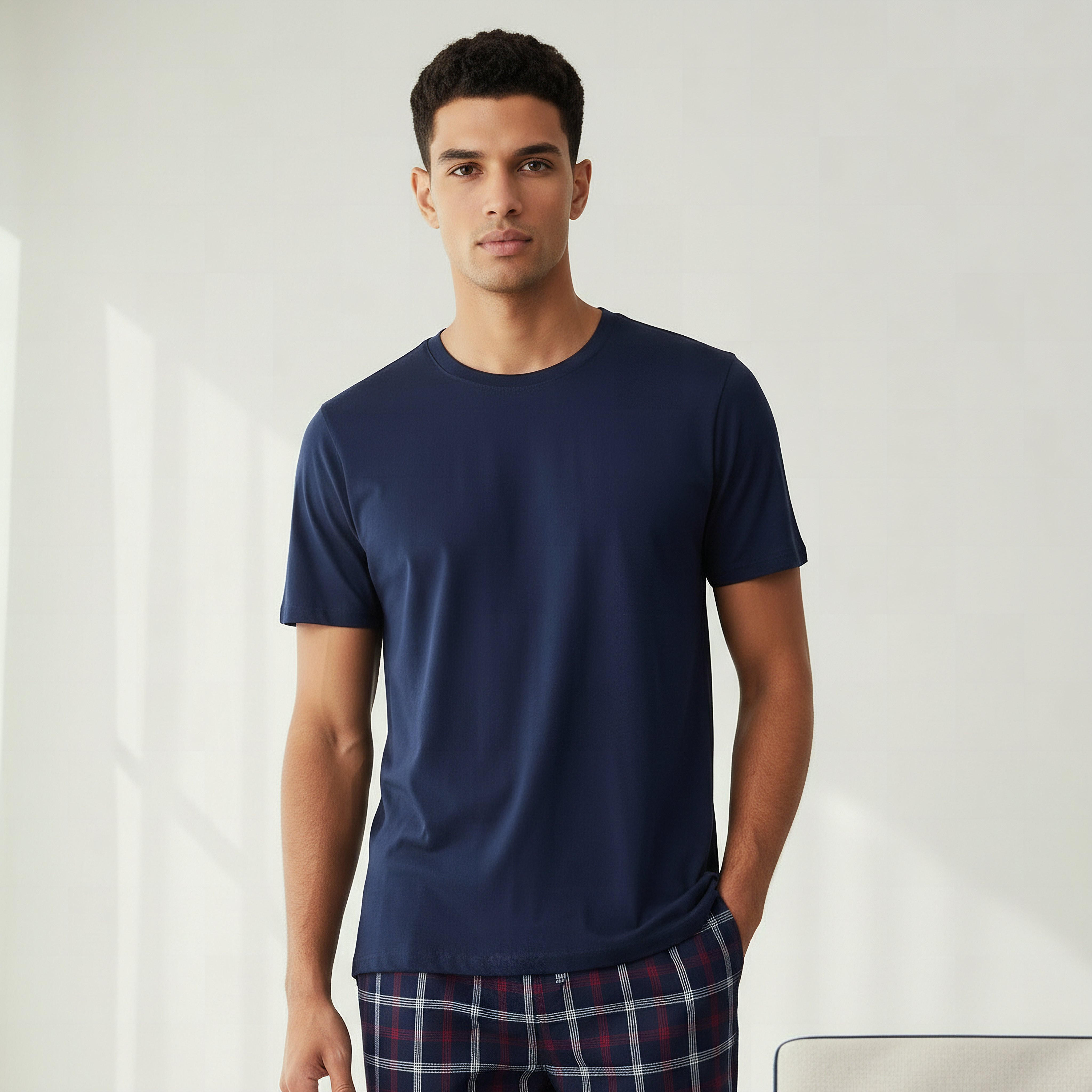 Men Cotton Checked Nightwear Set-men-clothing-nightwear-sets-image-3