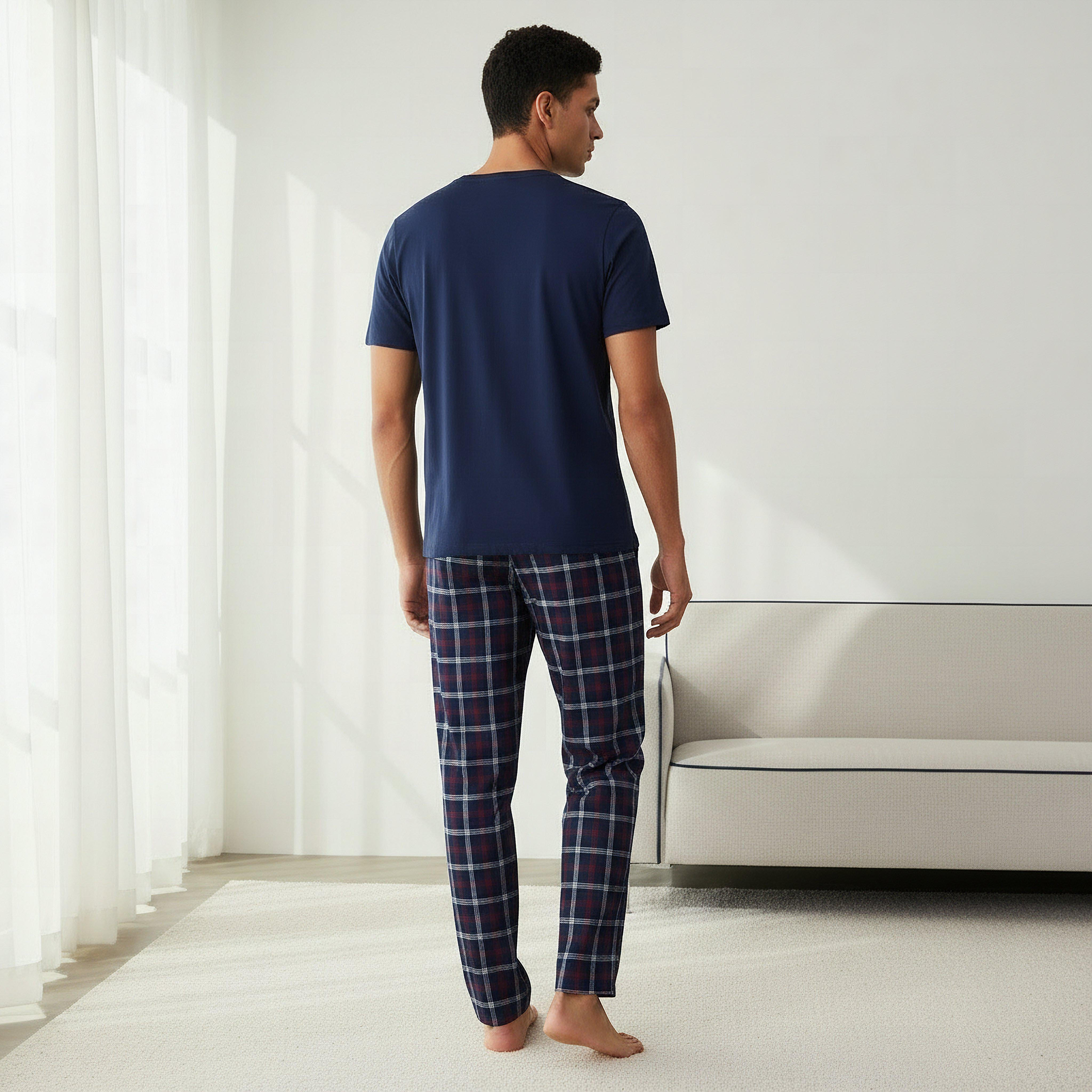 Men Cotton Checked Nightwear Set-men-clothing-nightwear-sets-image-4