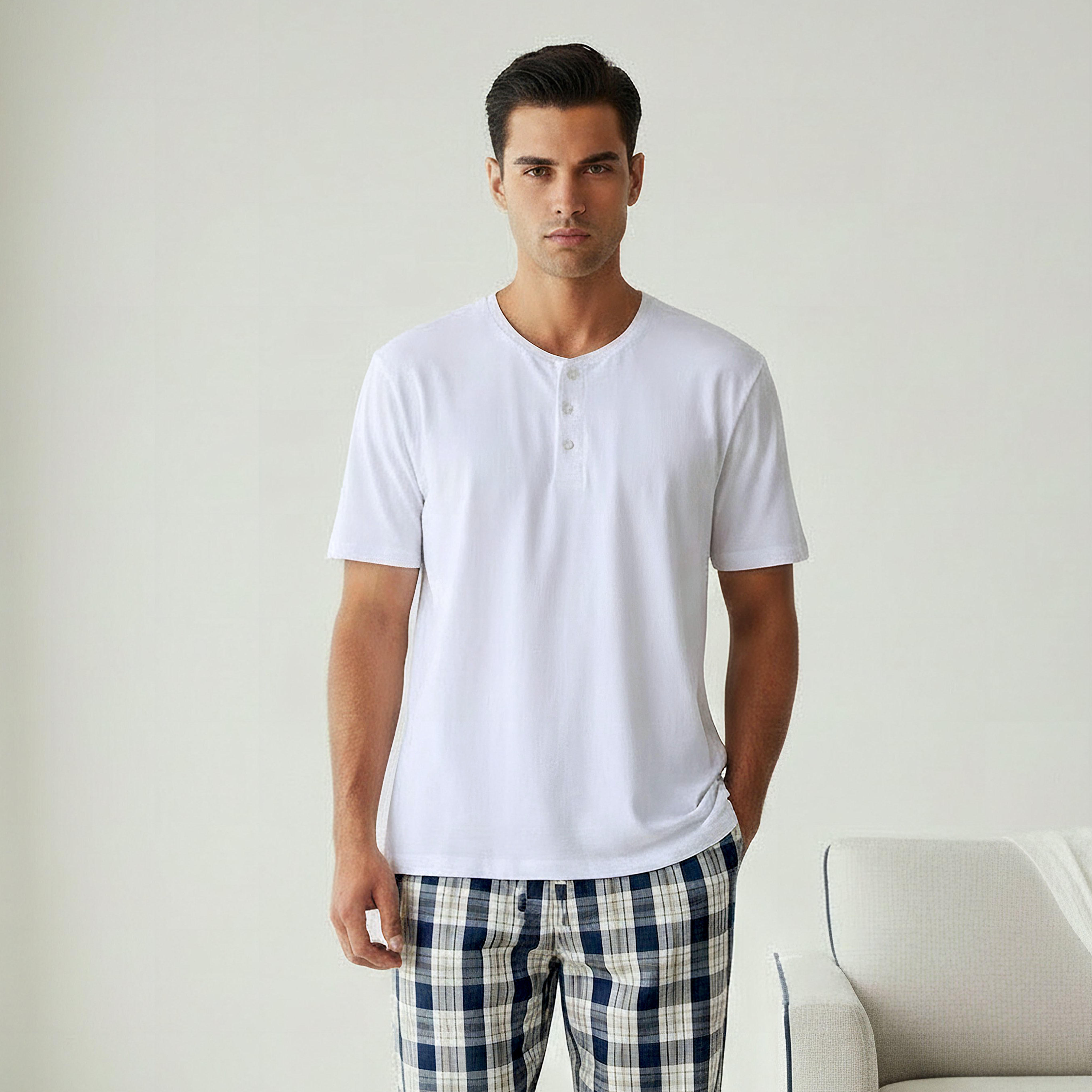 طقم بيجاما قطن كاروهات للرجال-men-clothing-nightwear-sets-image-3