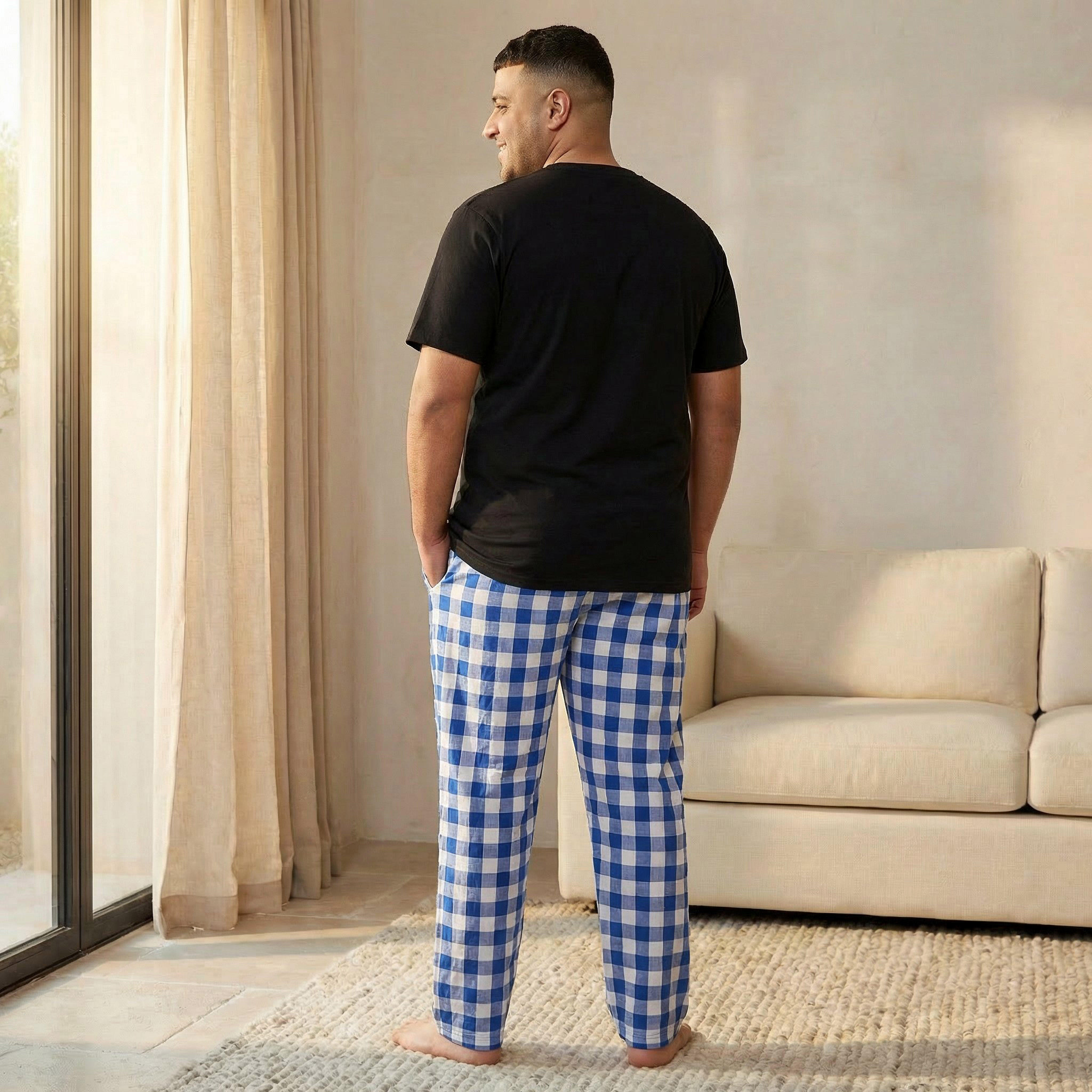 طقم ملابس نوم قطن كاروهات للرجال-men-clothing-nightwear-sets-image-4