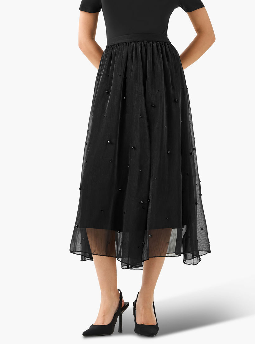تنورة إيه لاين ميدي بخصر مطاطي-women-clothing-bottoms-skirts-image-2